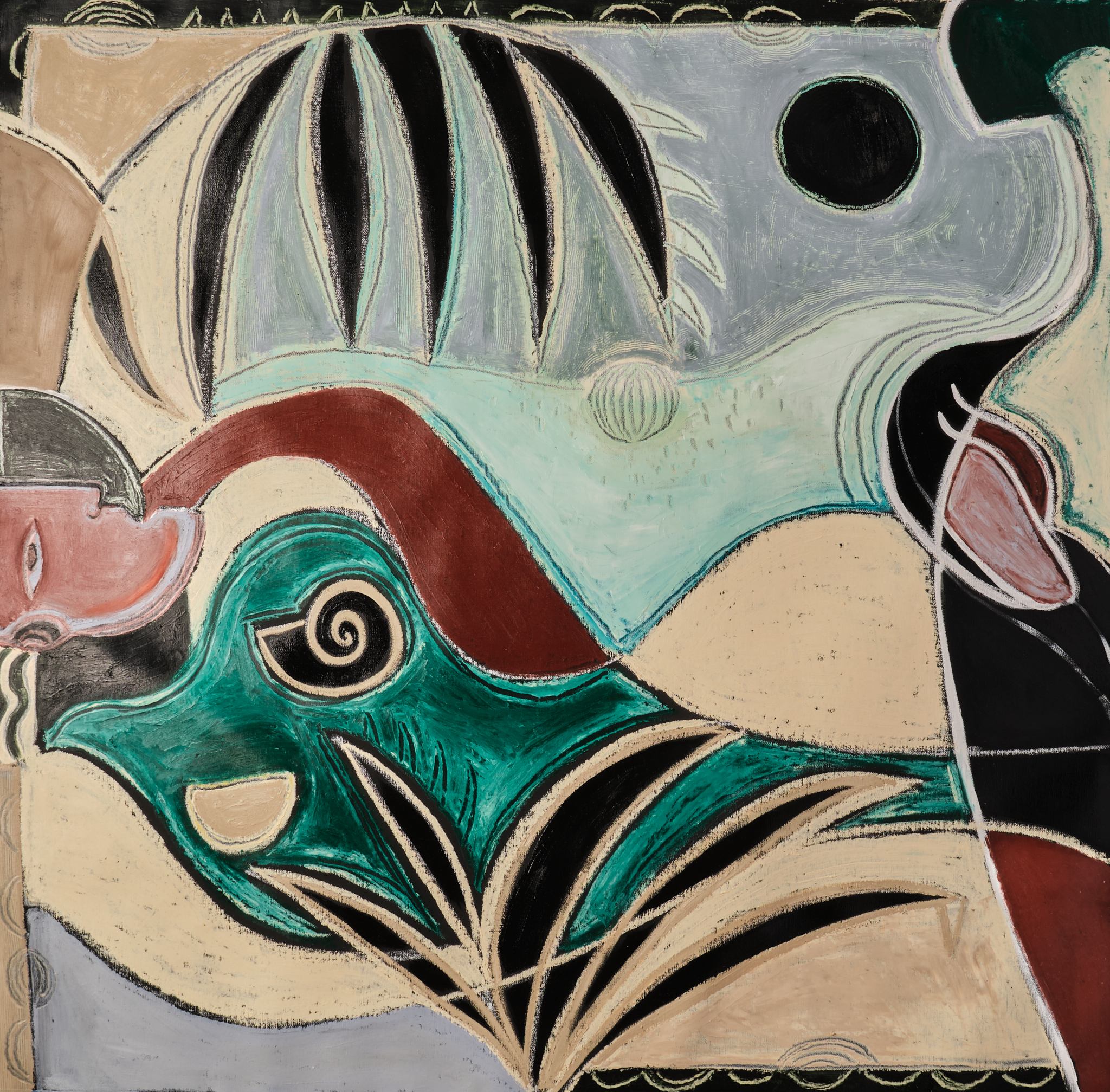 Pleasure State 1, 2024. Oil & oil stick on black linen