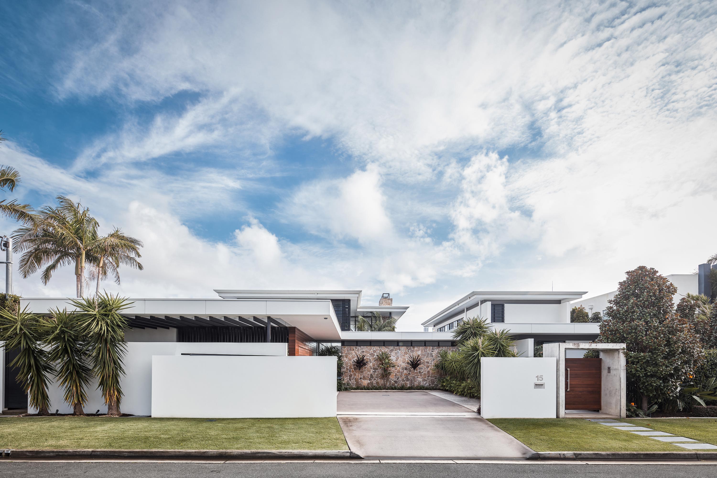 Street view of resort style luxury home, Broadbeach Waters, Gold Coast, Queensland