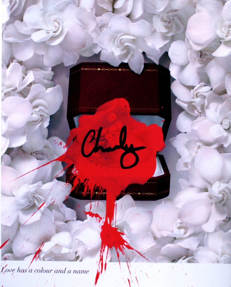 Love has a colour and a name, acrylic on magazine paper, A5