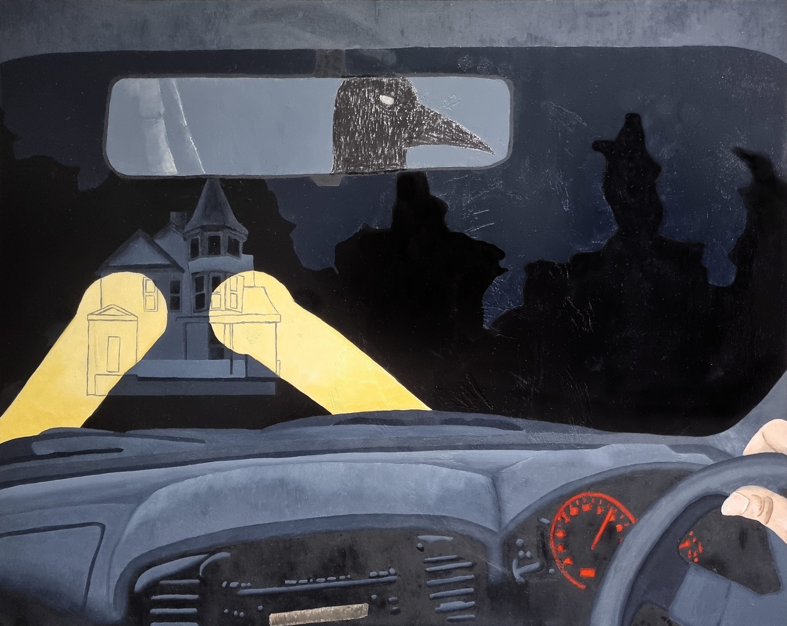 He stopped the car, this was the house // Oil on Board // 50x40cm // 2021