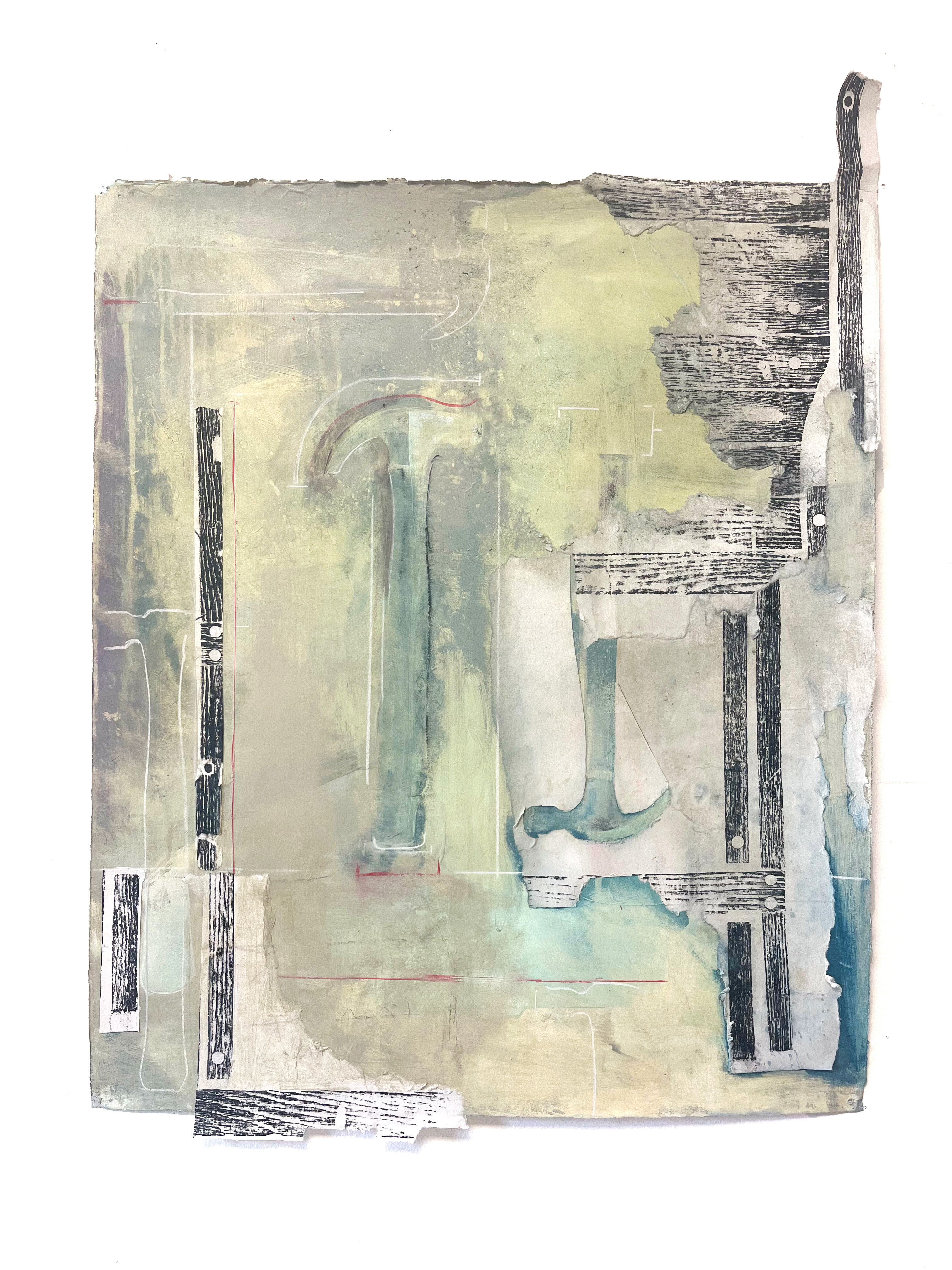 A Breaker's Anatomy IV, Acrylic on Collaged Monoprint, 2024