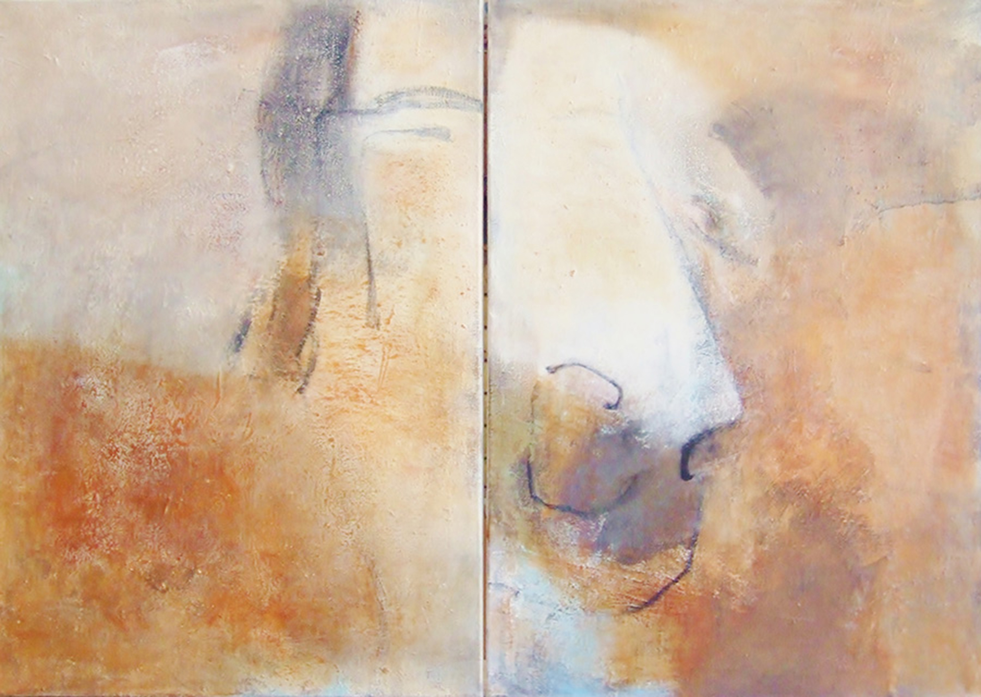 Zusammen – 2013, Acryl, Champagnerkreide und Tusche auf Leinwand, 80 x 110 cm