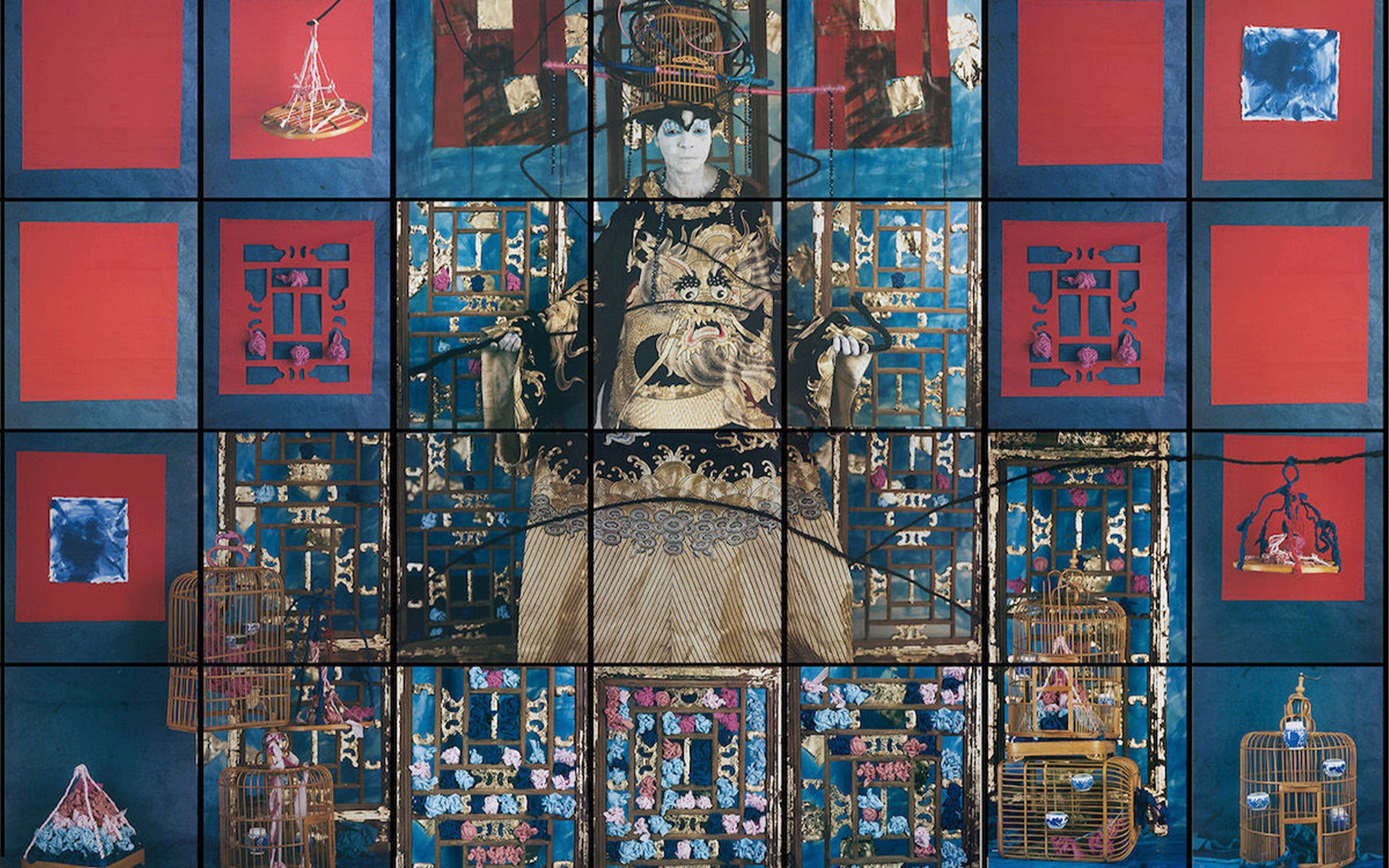 Maria Magdalena Campos-Pons, Finding Balance, 2015. 28 Polacolor Polaroids, each unframed panel 67 x 57.8 cm, overall unframed 268 x 404.5 cm. Courtesy the artist