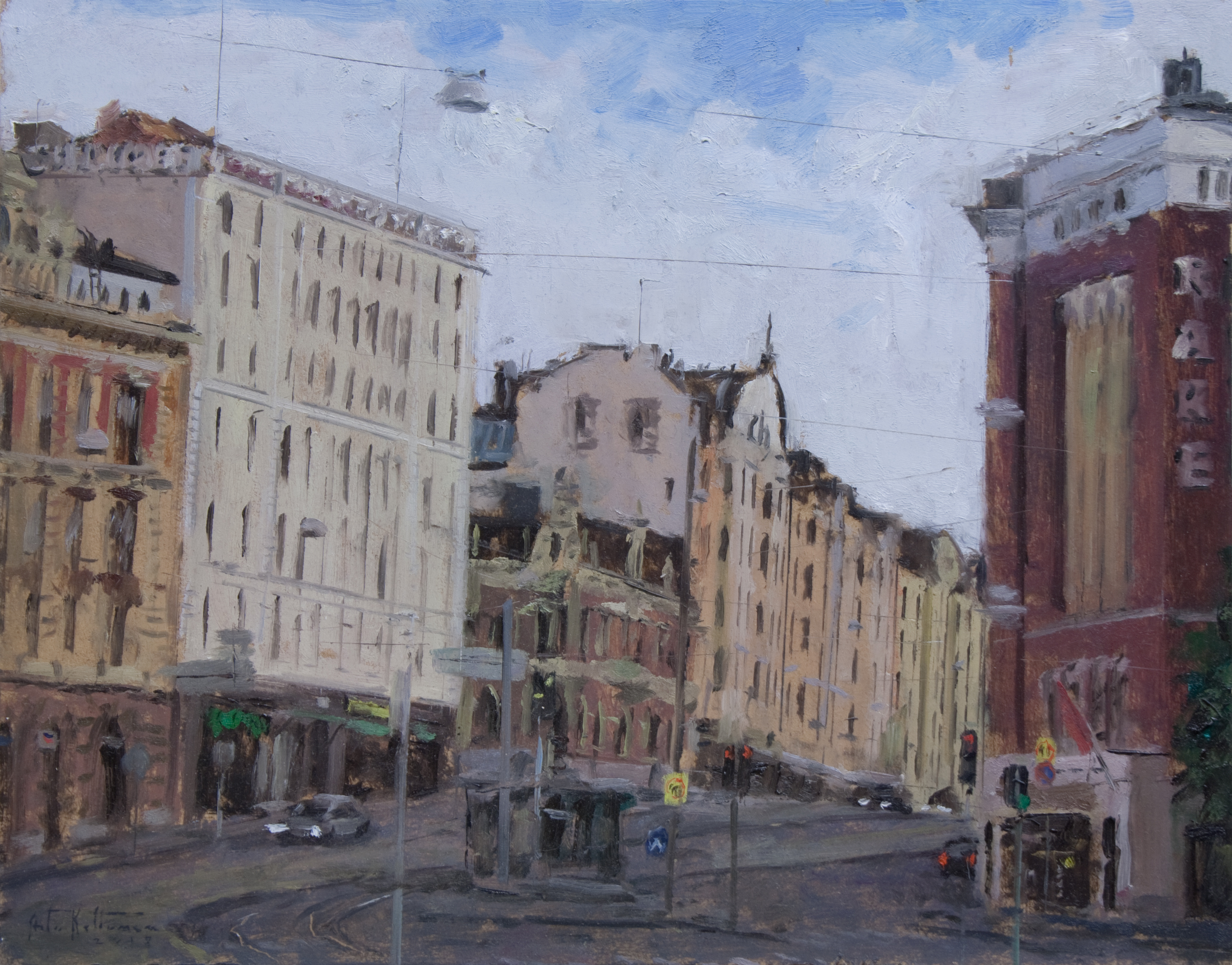 "Erottaja", oil, 26x33cm, 2018