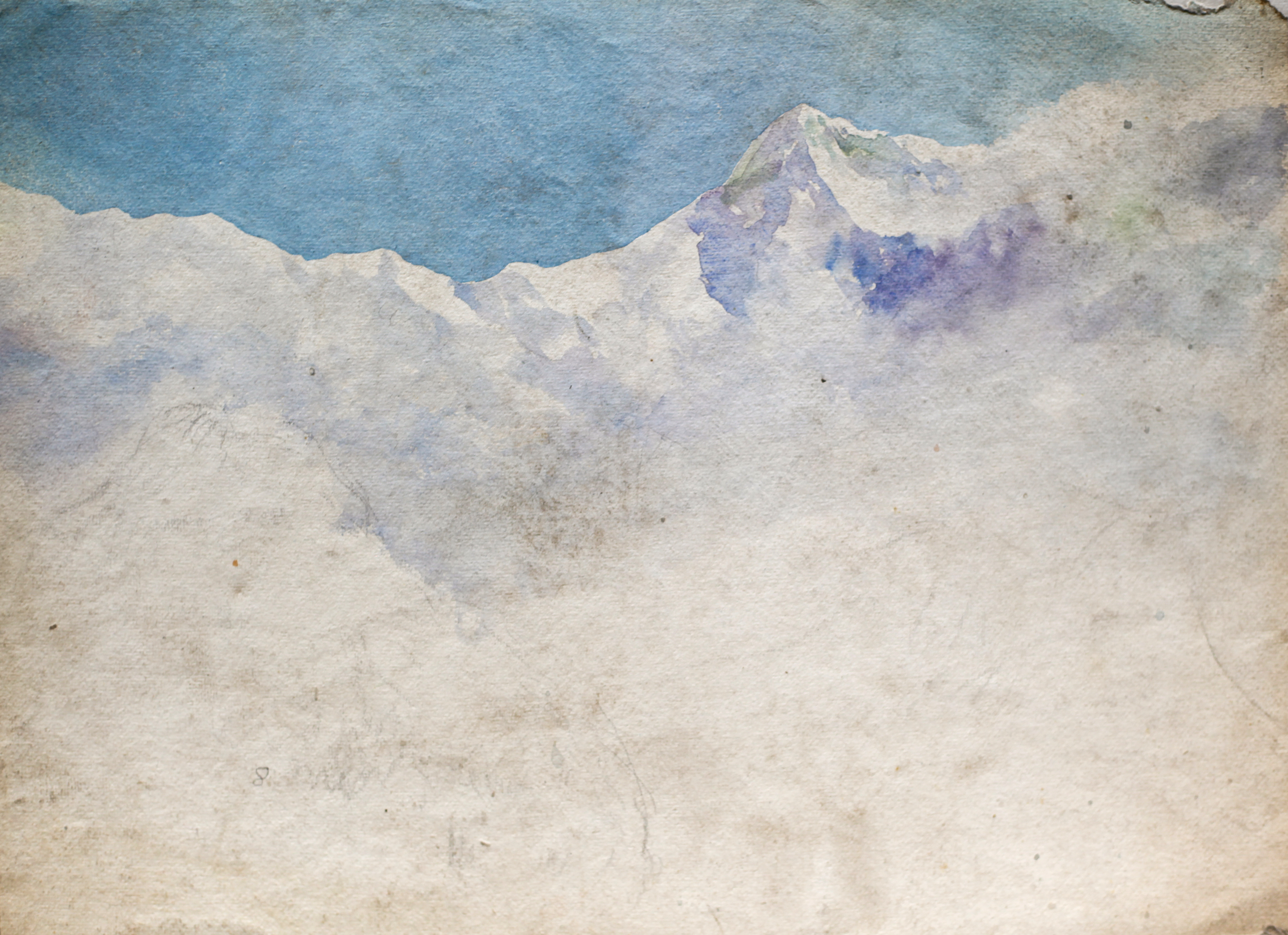 Himalaya, 1954, watercolor on paper, 11 x 14.2". Courtesy of the Bangdel & Shakya Foundation.