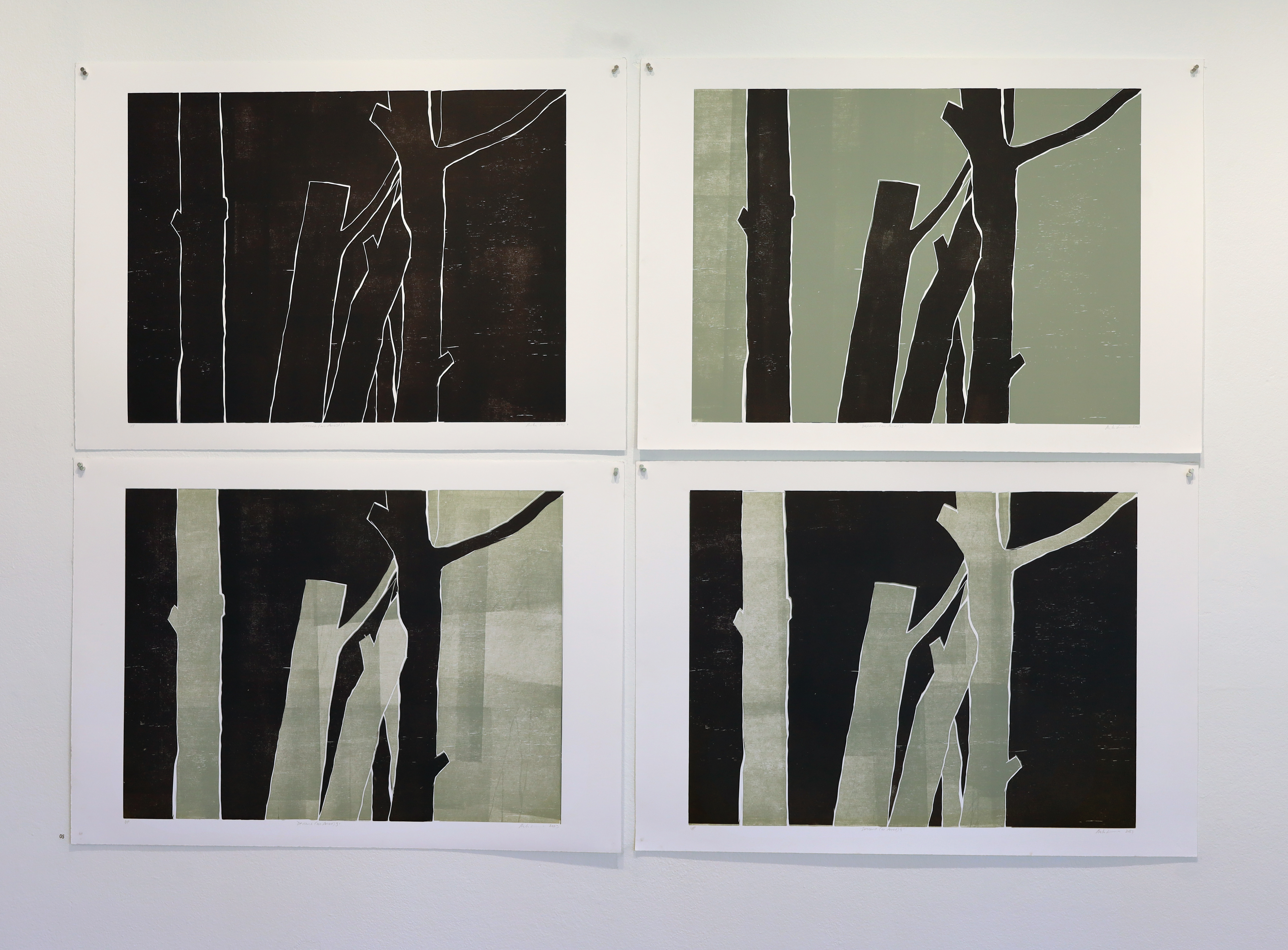 'Descent (as Forest)', two colour woodcut on Magnani, 2023