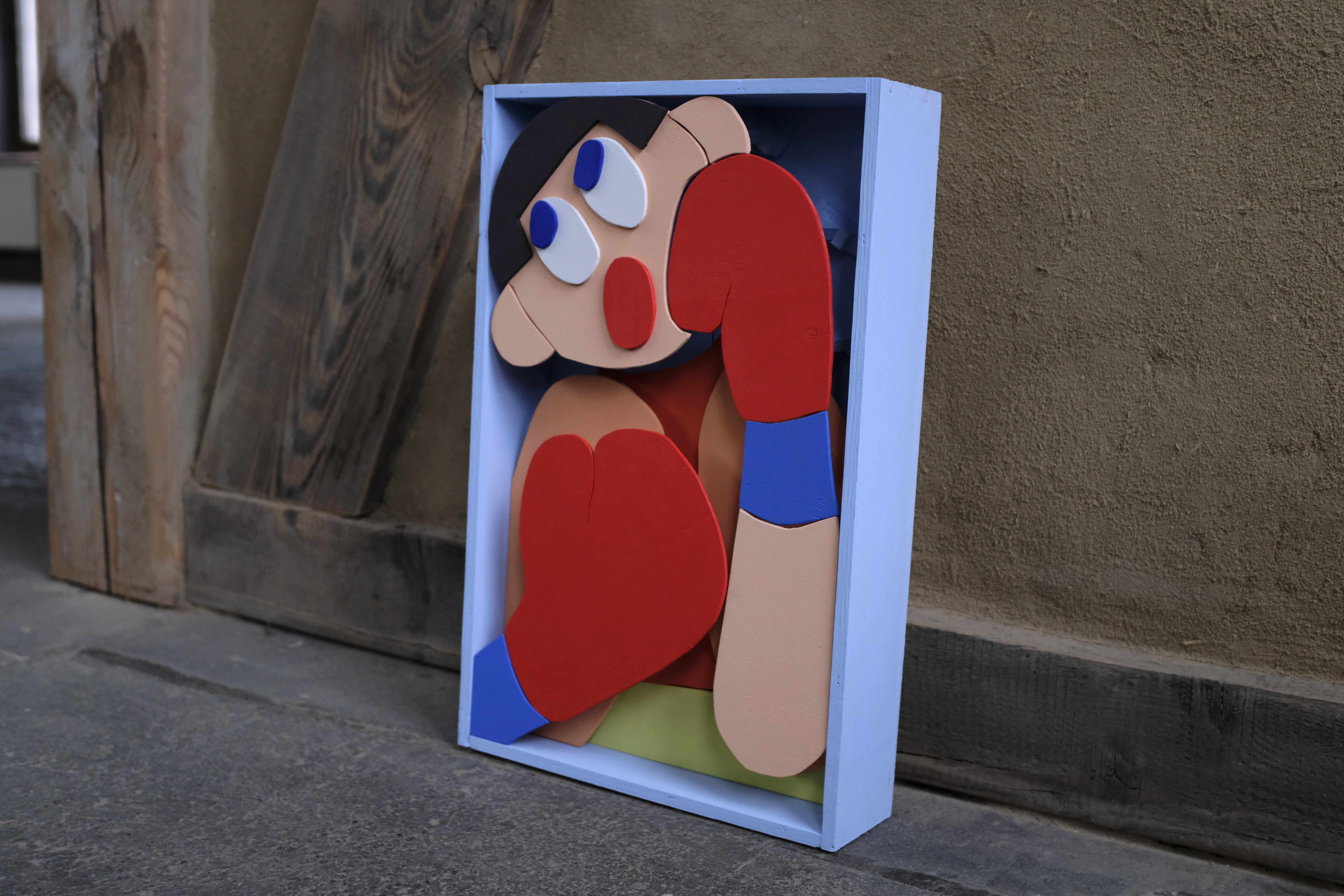 Boxer (2023), Acrylics on Wood, 50 x 32,7 x 9cm