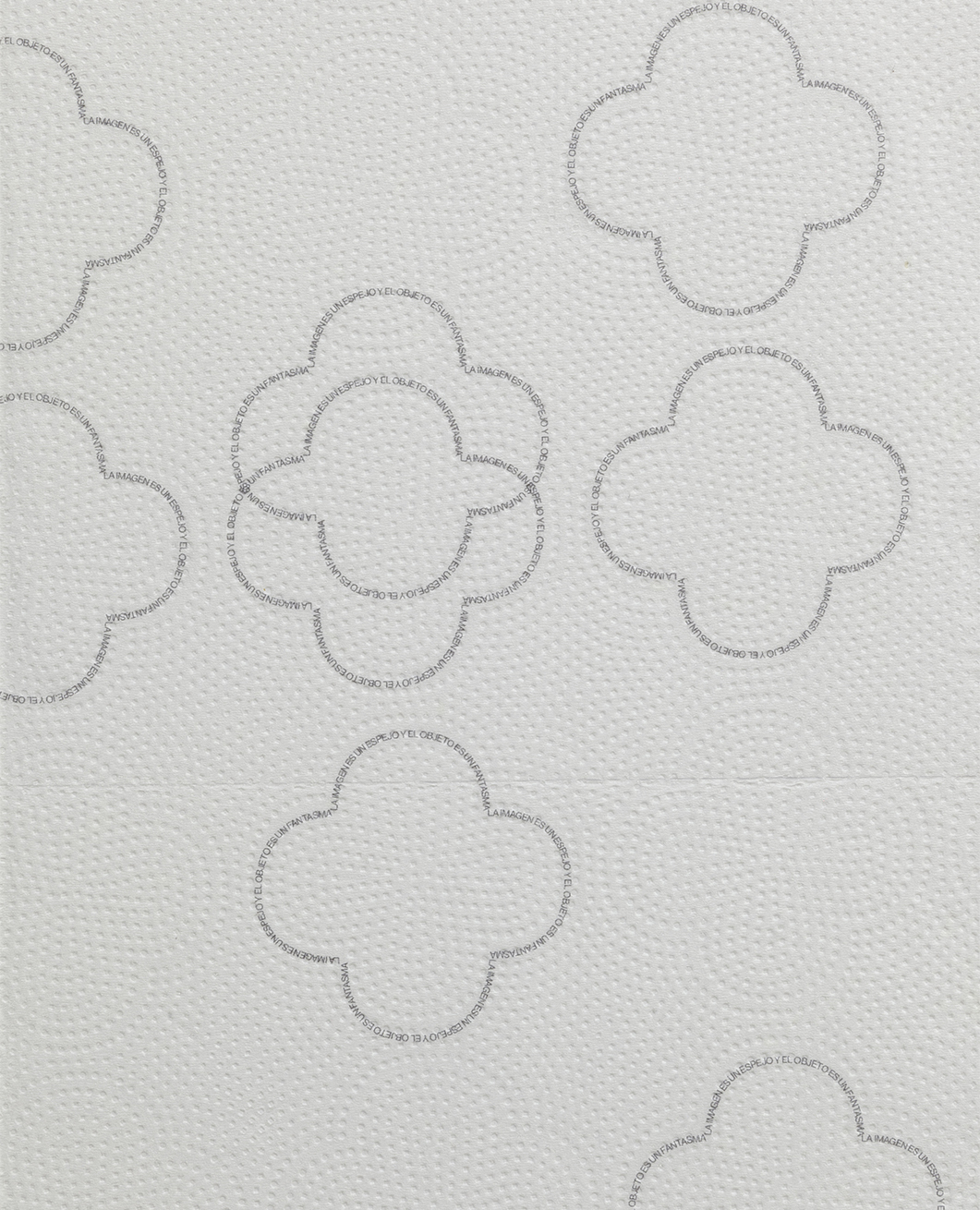 LA IMAGEN ES UN OBJETO Y EI OBJETO ES UN FANTASMA, 2023 Impresión inkjet s/servilletas de papel absorbente 29,5x19,4 cm.