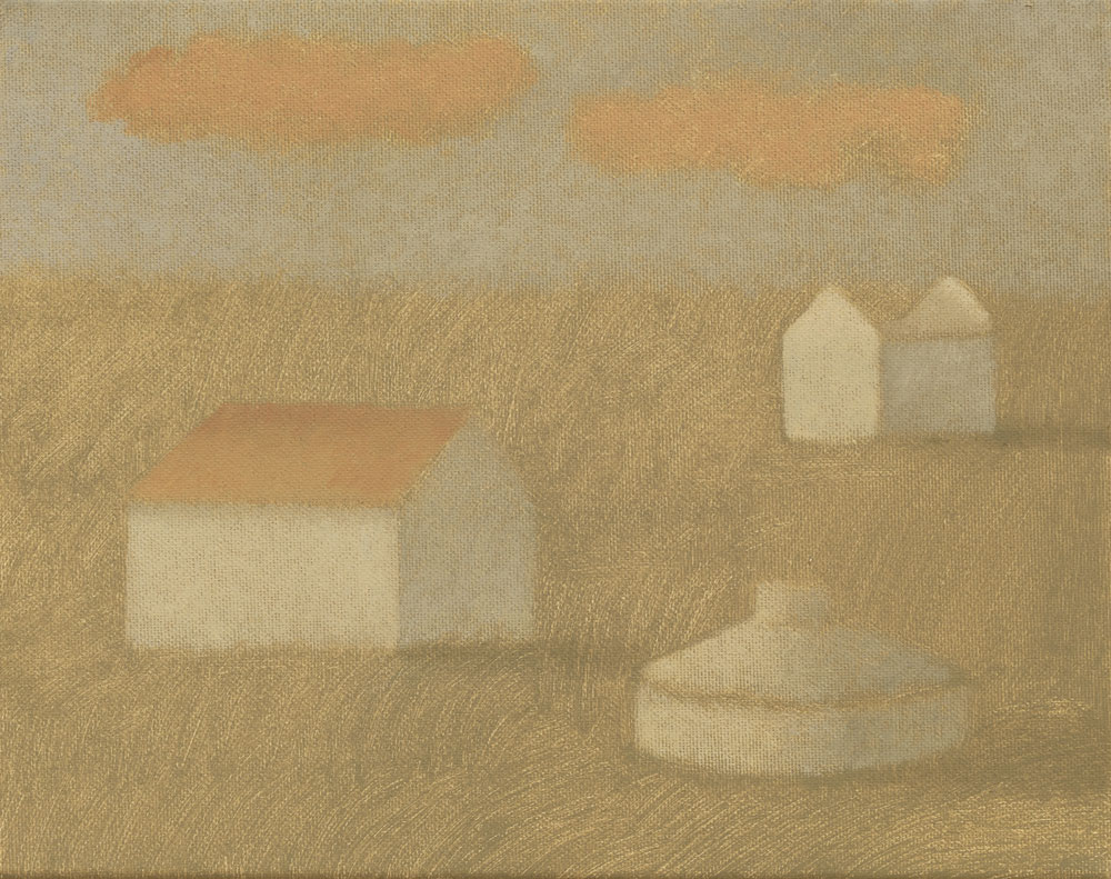 "Casa, ruína e cisterna", 2021, óleo sobre tela