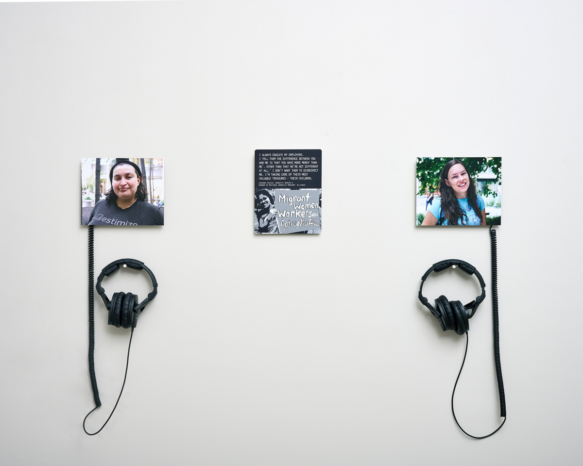 Betty Yu, "Working Stories," 2019, photography, audio, 8 x 10 inches each. Photo by Go Sugimoto.