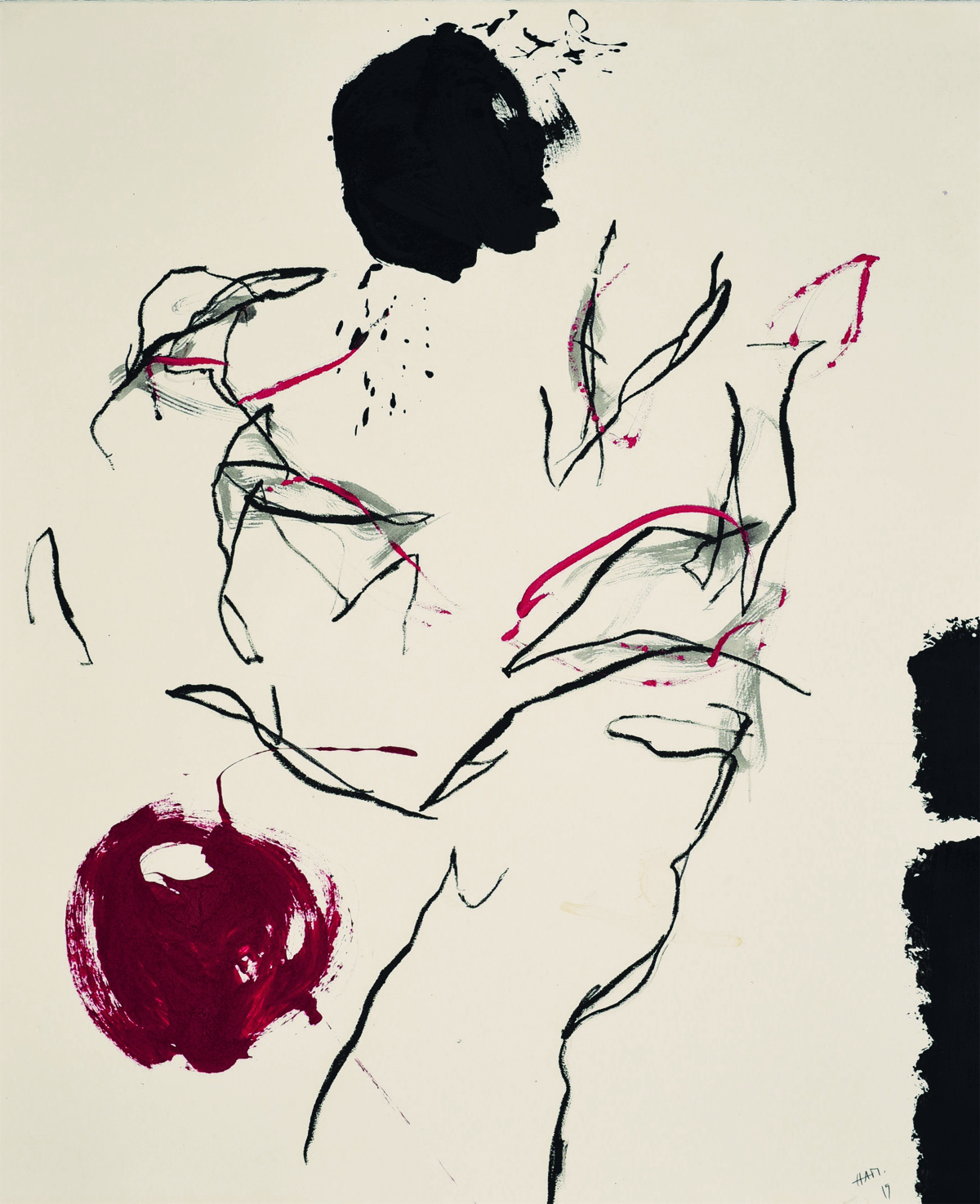 "Koketterie", 2015, Acrylic, sand, oilstick on English watercolour paper, 154 x 124 cm