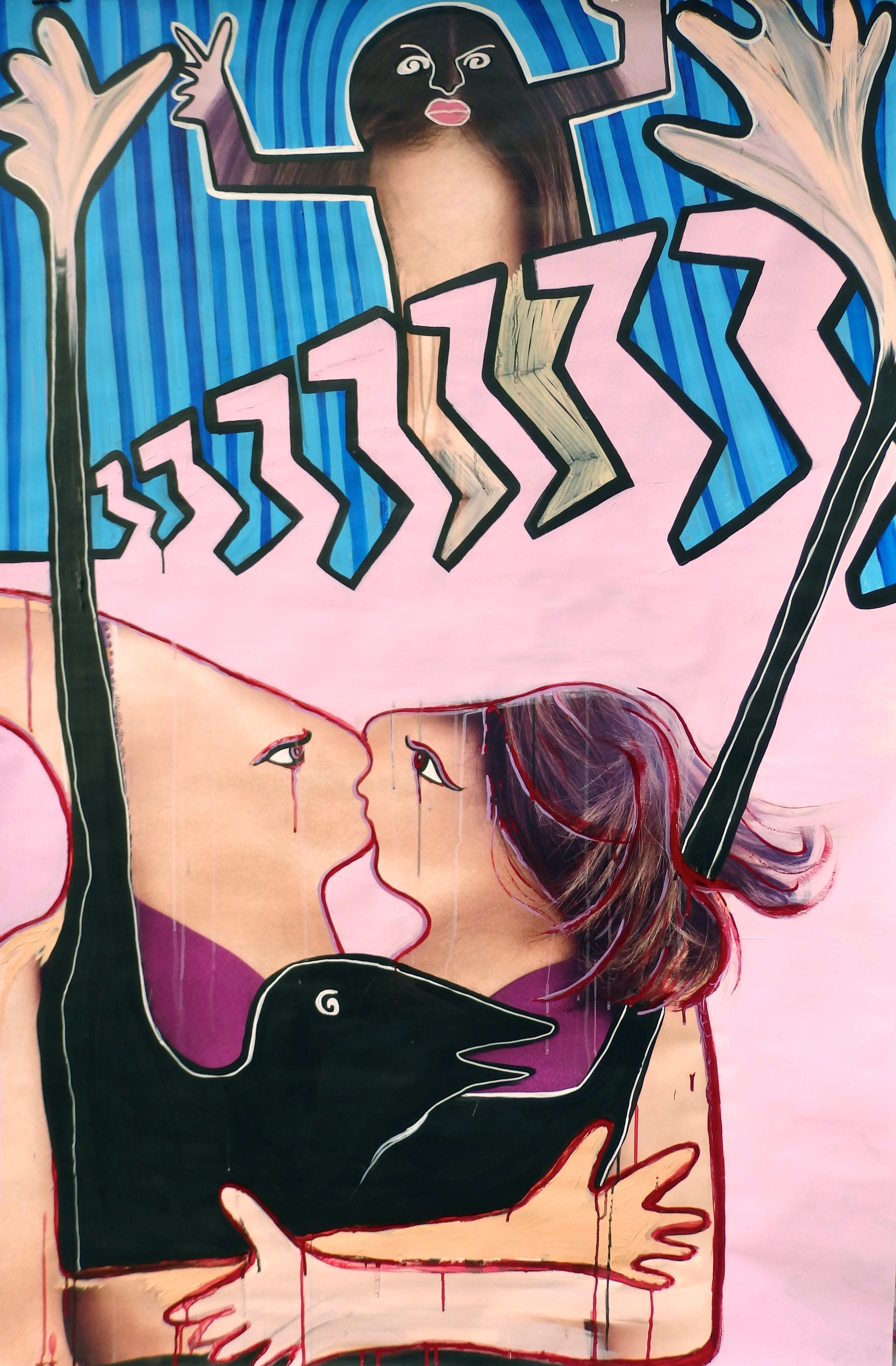 FreakqueenC, acrylic/oil on poster, 185cm x 120cm