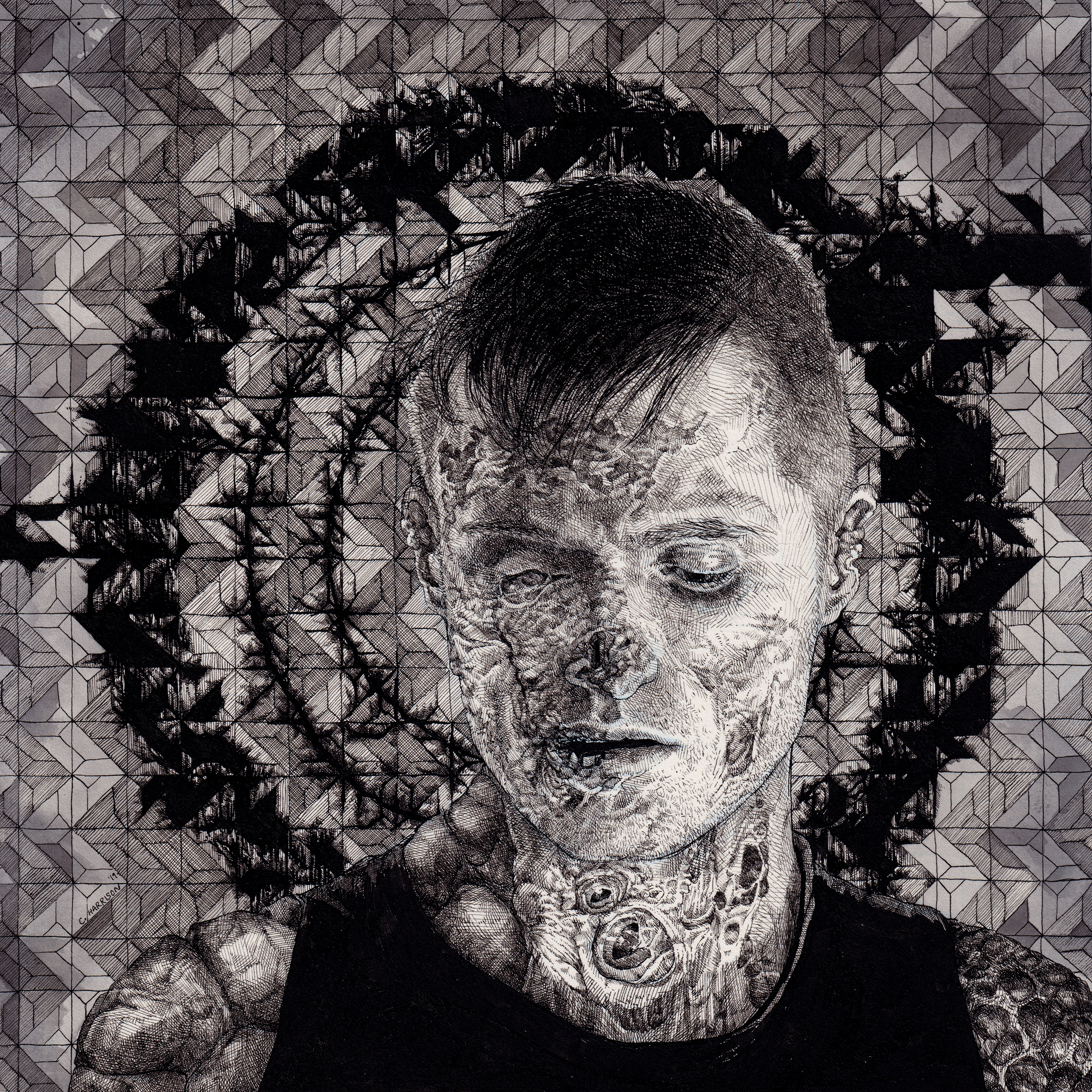 Can You Stop My Teeth From Breaking?. Ink on paper. 2019.