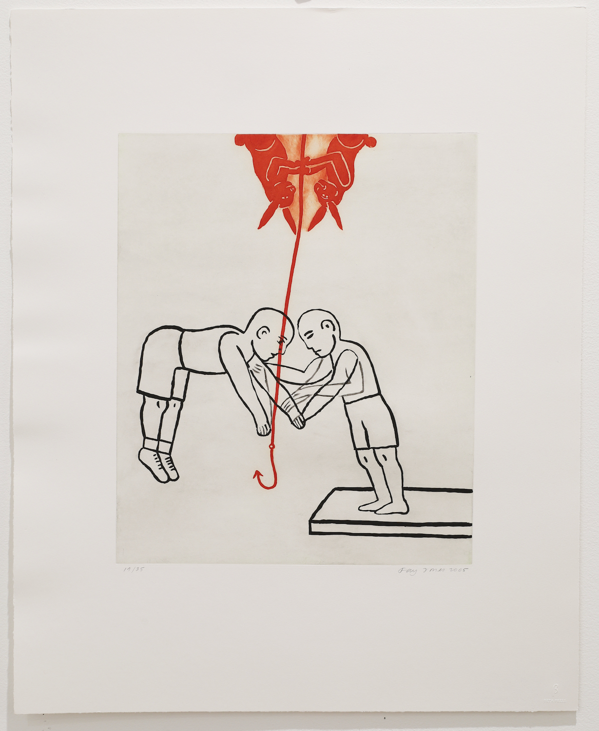 Fay Jones, Suspension, 2005, Sugar-lift with aquatint, Image plate 16 x 13 7/8 in. (framed dimensions 28 1/4 x 24 1/2 in.) Edition 19/35