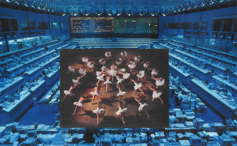 Swan Lake at the Stock Market, 2016, photomontage, 37 x 19 cm