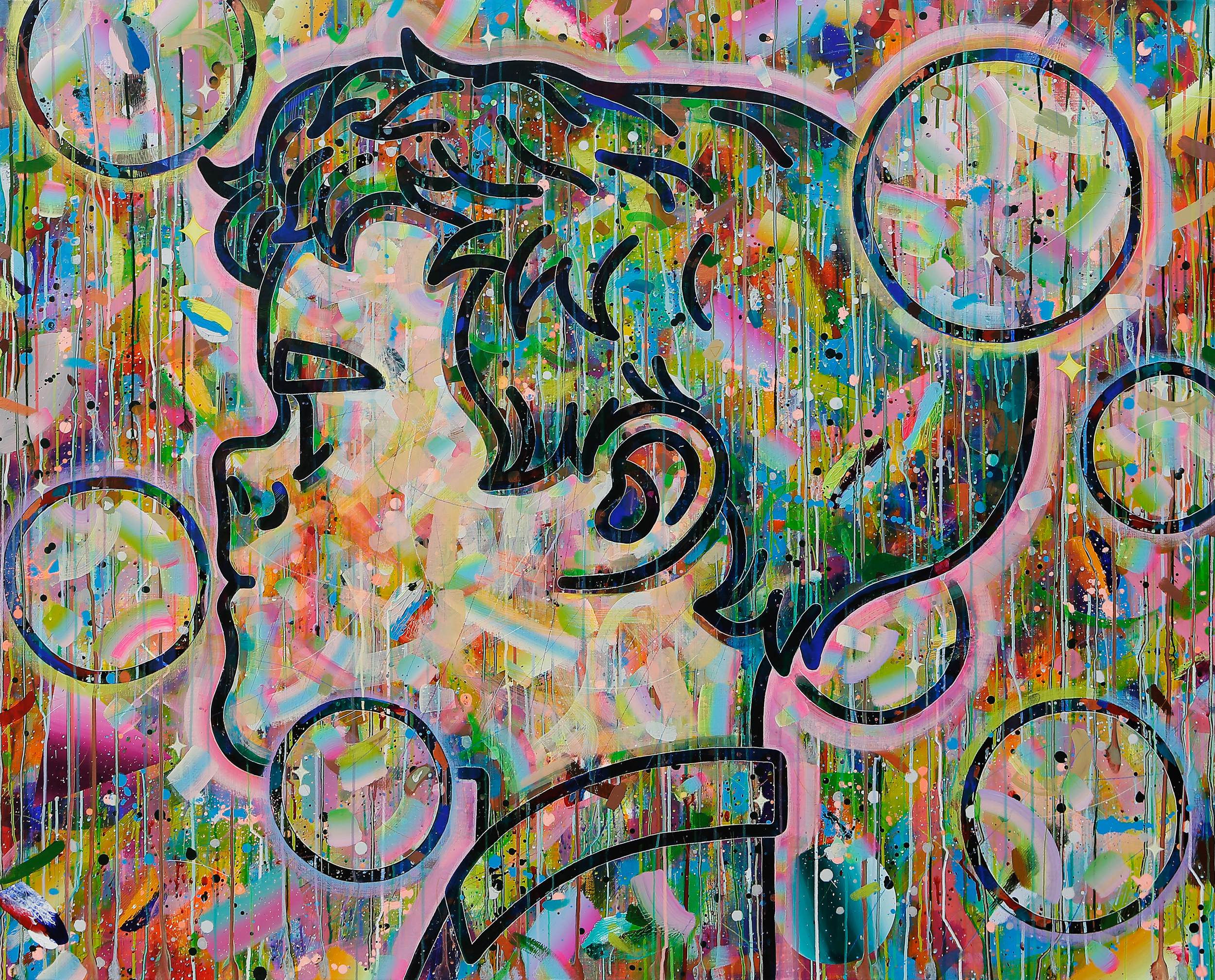 Bubble pop 2015, 캔버스에 아크릴, 색연필, 130.5 x 161.5cm2015, acrylic and colored pencil on canvas, 130.5 x 161.5cm