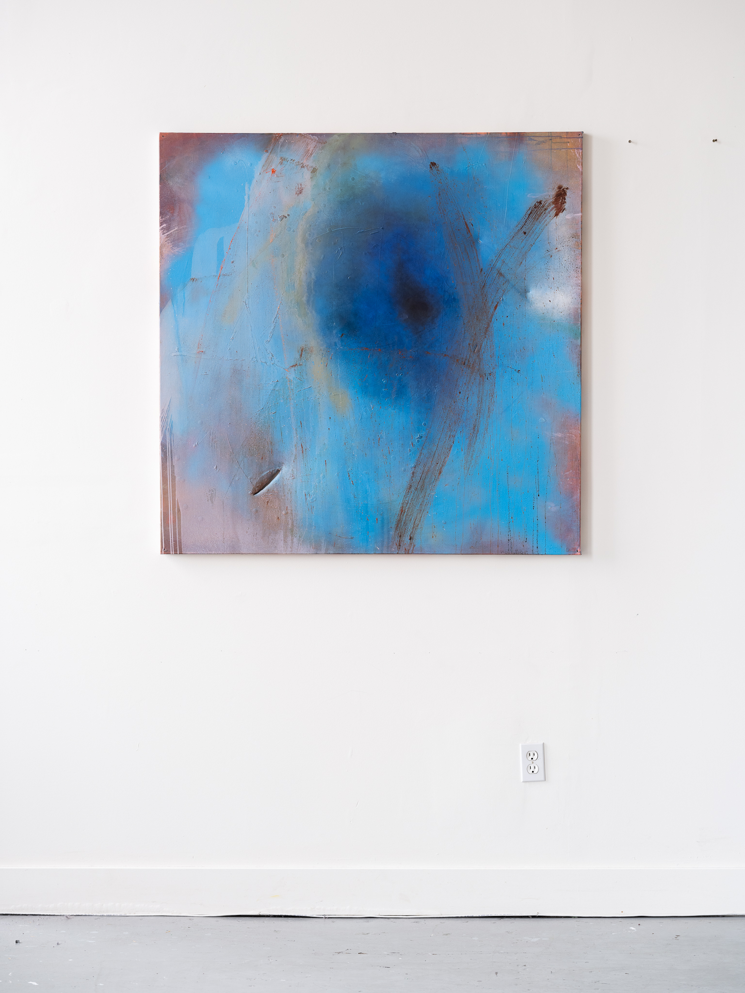 SOLD - throat, 48x48, oil, acrylic,enamel,aerosol on canvas