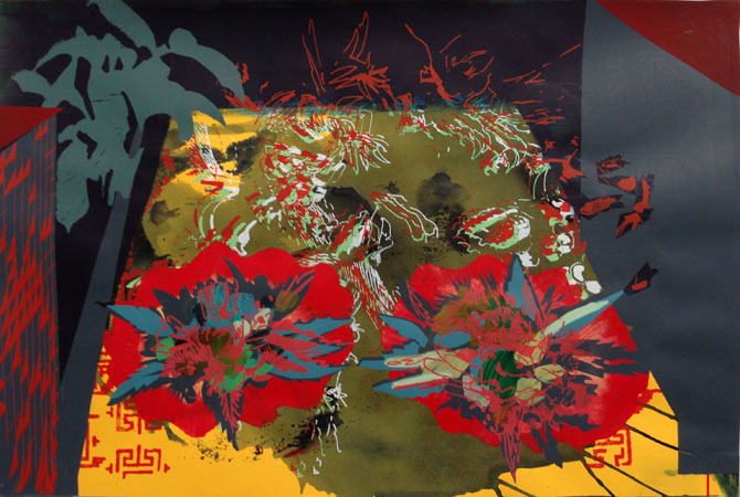 Screenprint and acyrlic on paper, 24"x36" 2013