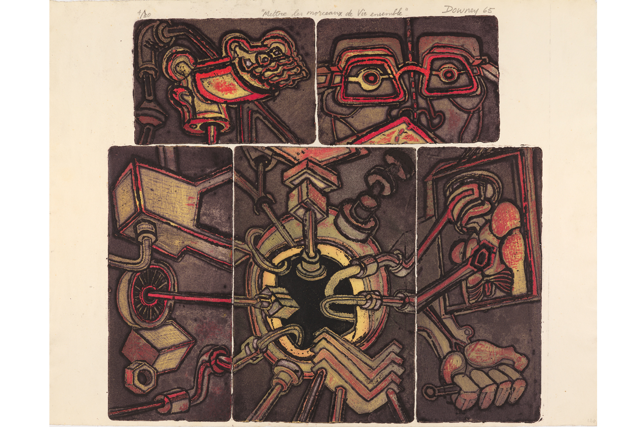 Juan DowneyMettre les Morceaux de Vie Ensemble, 1965Aguafuerte viscoso Hayter sobre papel Arches47.3 x 50.8 cm