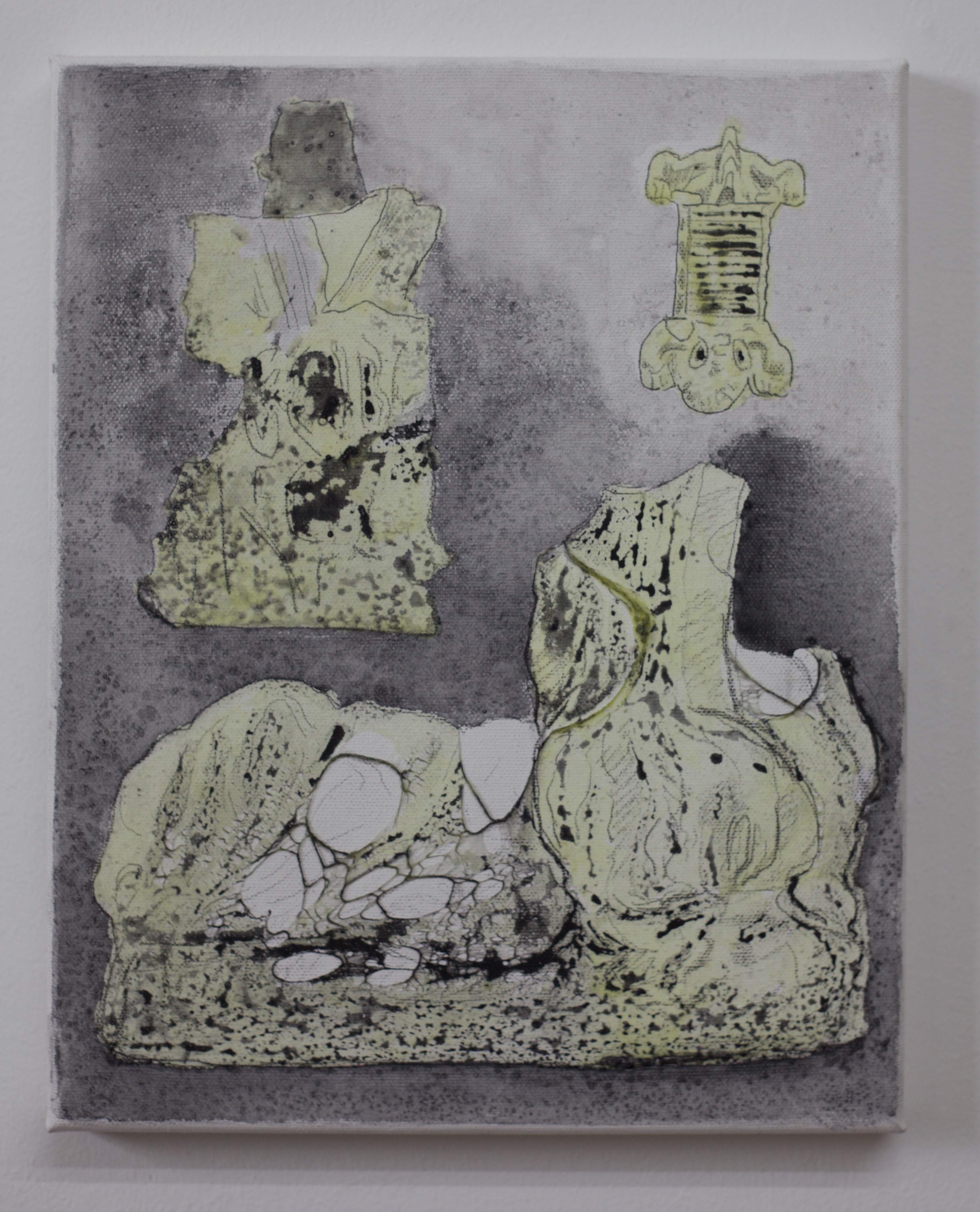 Secret Painting (for Bruce Conner), 2020, pencil, watercolor & latex on canvas, 34 x 24