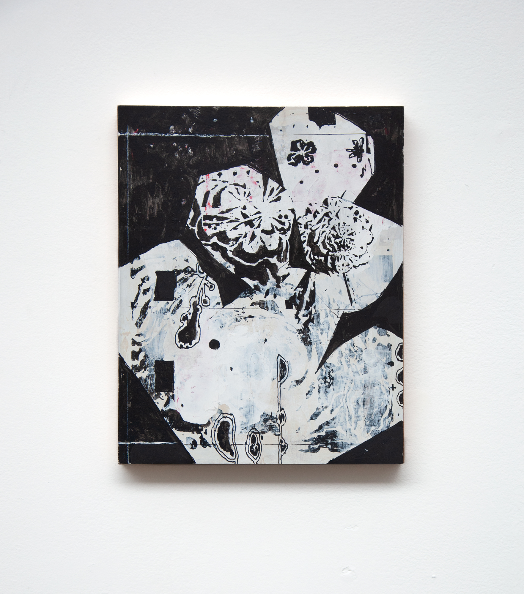 two  chrysanthemums, acrylic on panel, 10" x 8", 2022