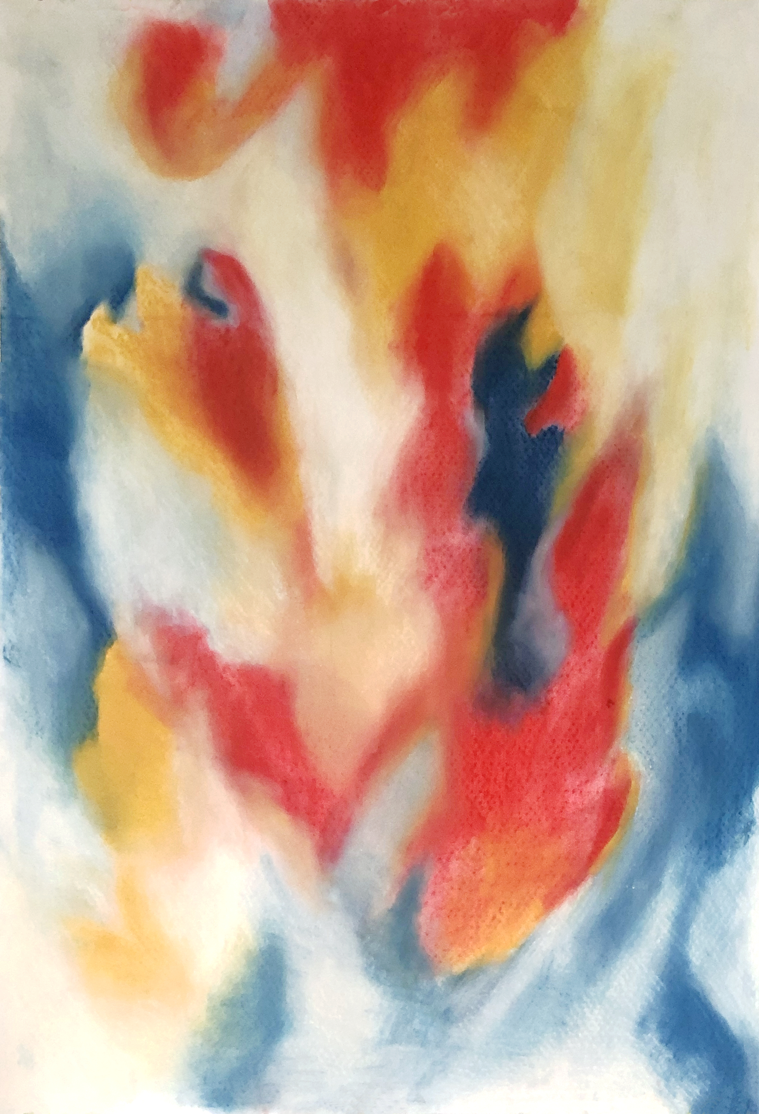 'hart' pasteltekening over lichtvlekken in het gras of in je hart. -voorjaar 2024