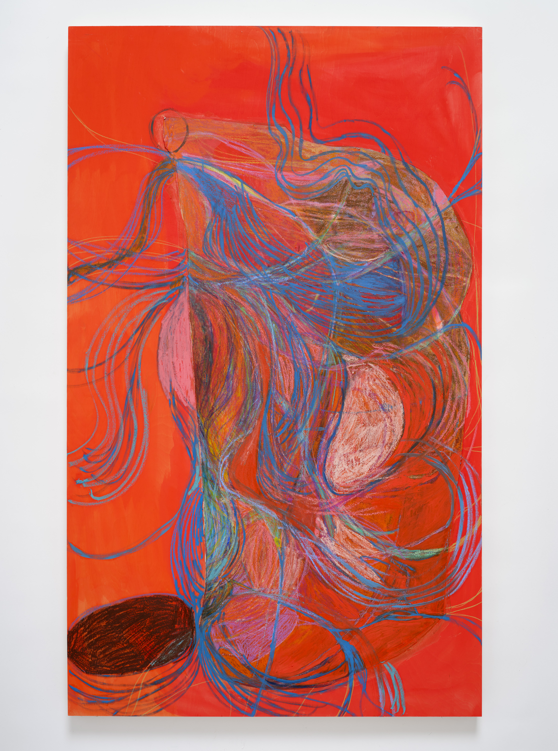 The Conductor, 60 x 36", Acrylic, oil, and paper on wood panel, 2023