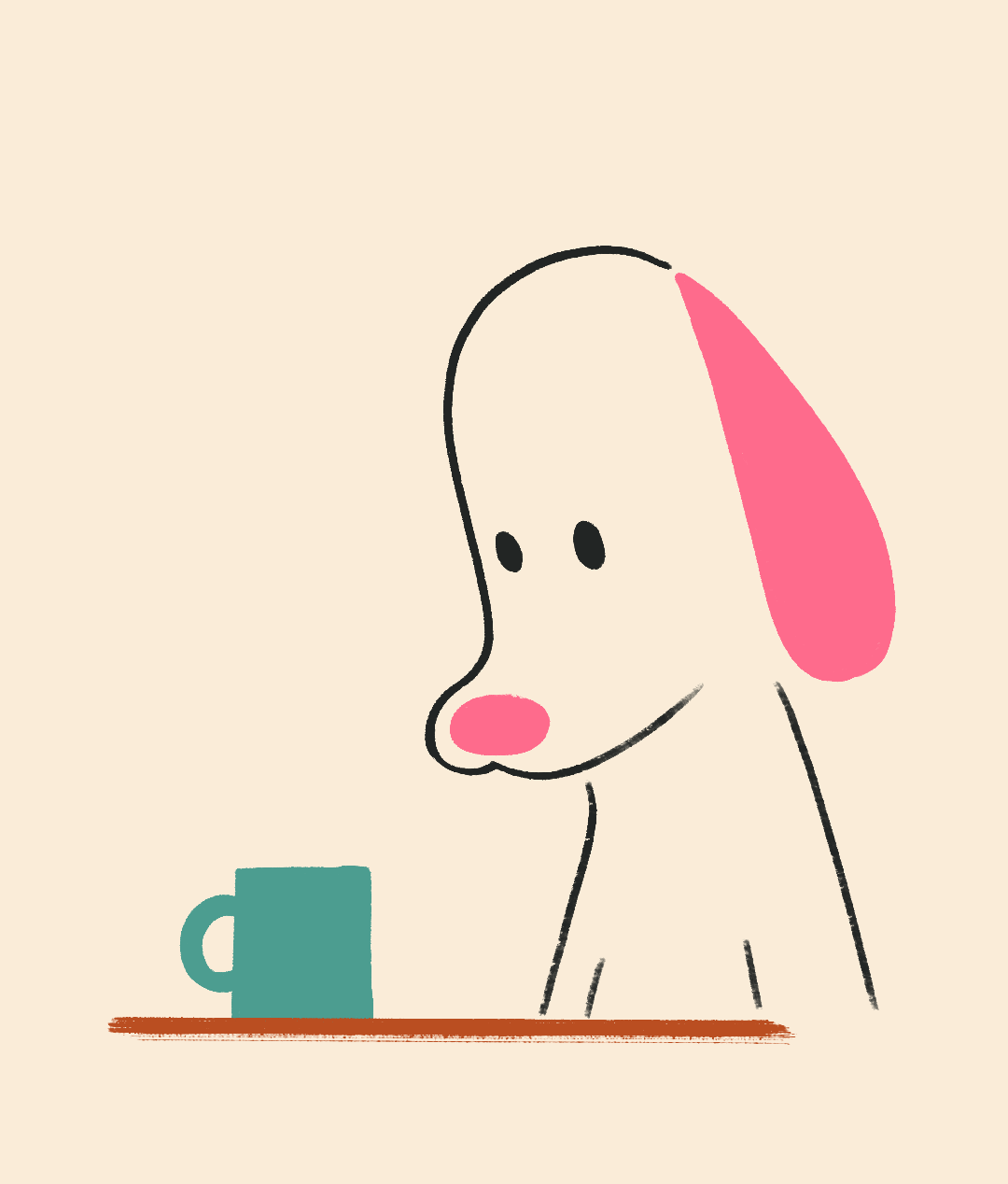 Curious Dog and Mug