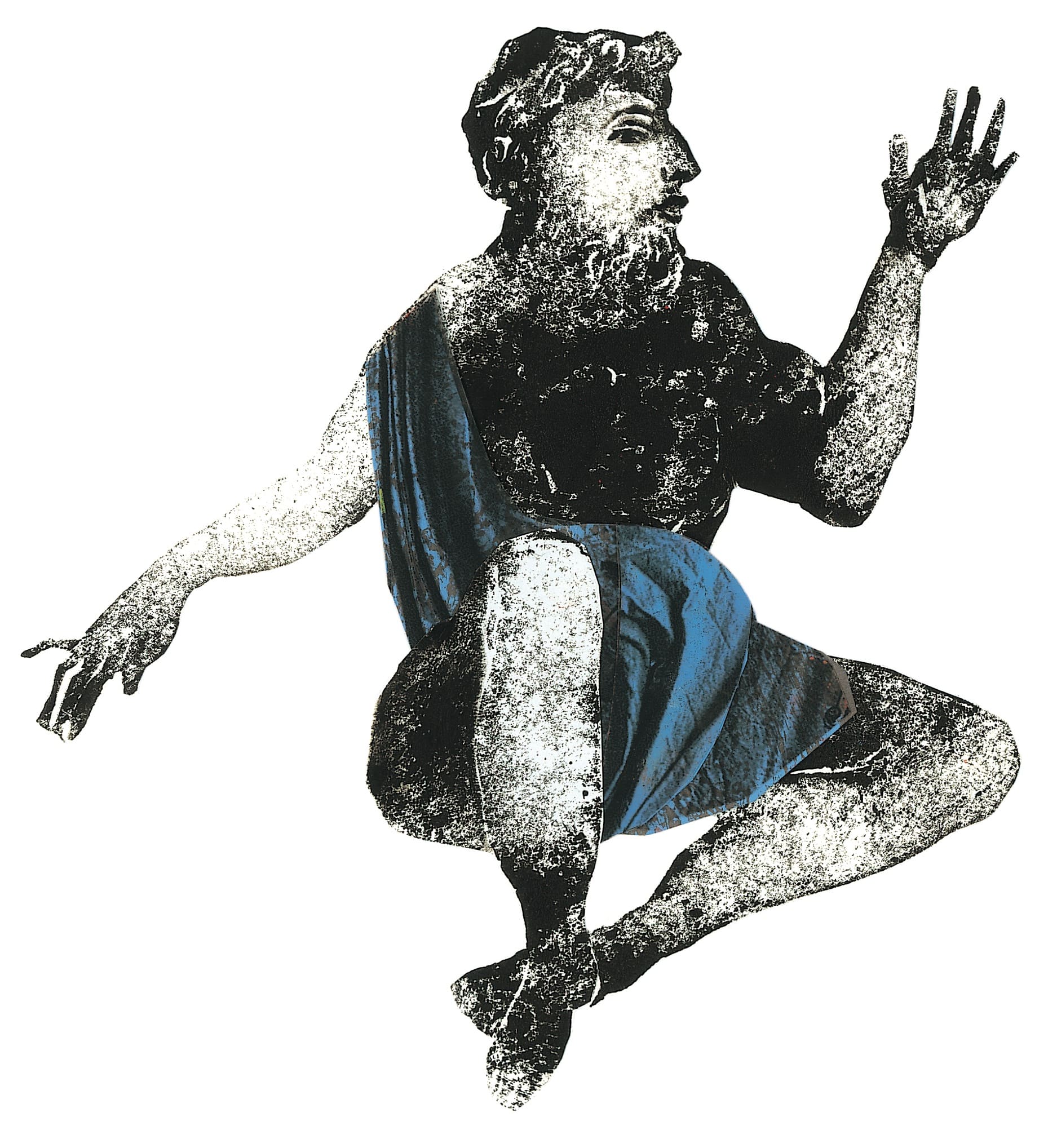 Odysseus tells his odysseyLinocut, printed with oil paint, collage elementsSerie: Odysseus' Odyssey and homecoming/Text: Franz FühmannPublisher: Hinstorff Verlag, Rostock, 2011