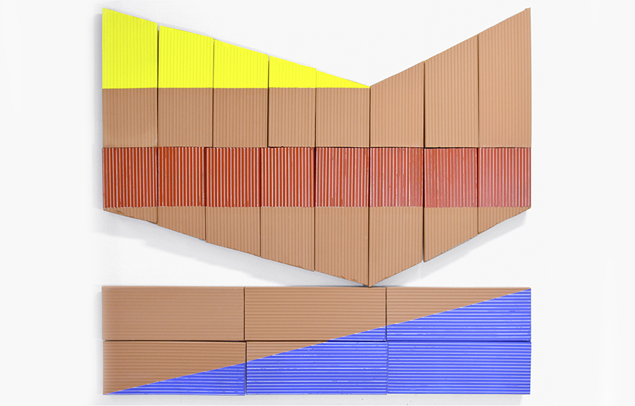 Remenmante 01, 2018. Acrylic on clay bricks, 150 x 137 cm