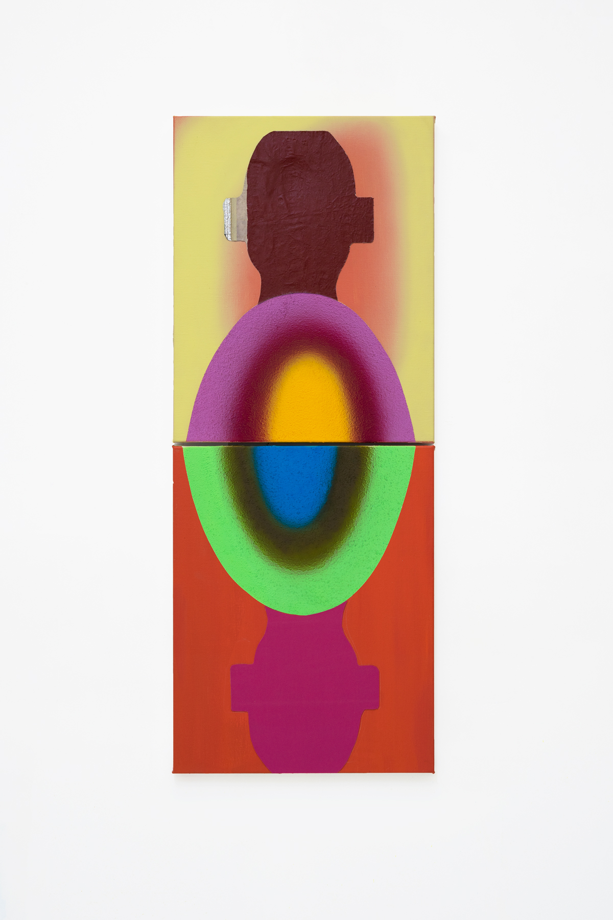 Reflection 1, 2023 Acrylic, sawdust and fabric on canvas100 x 40 cm