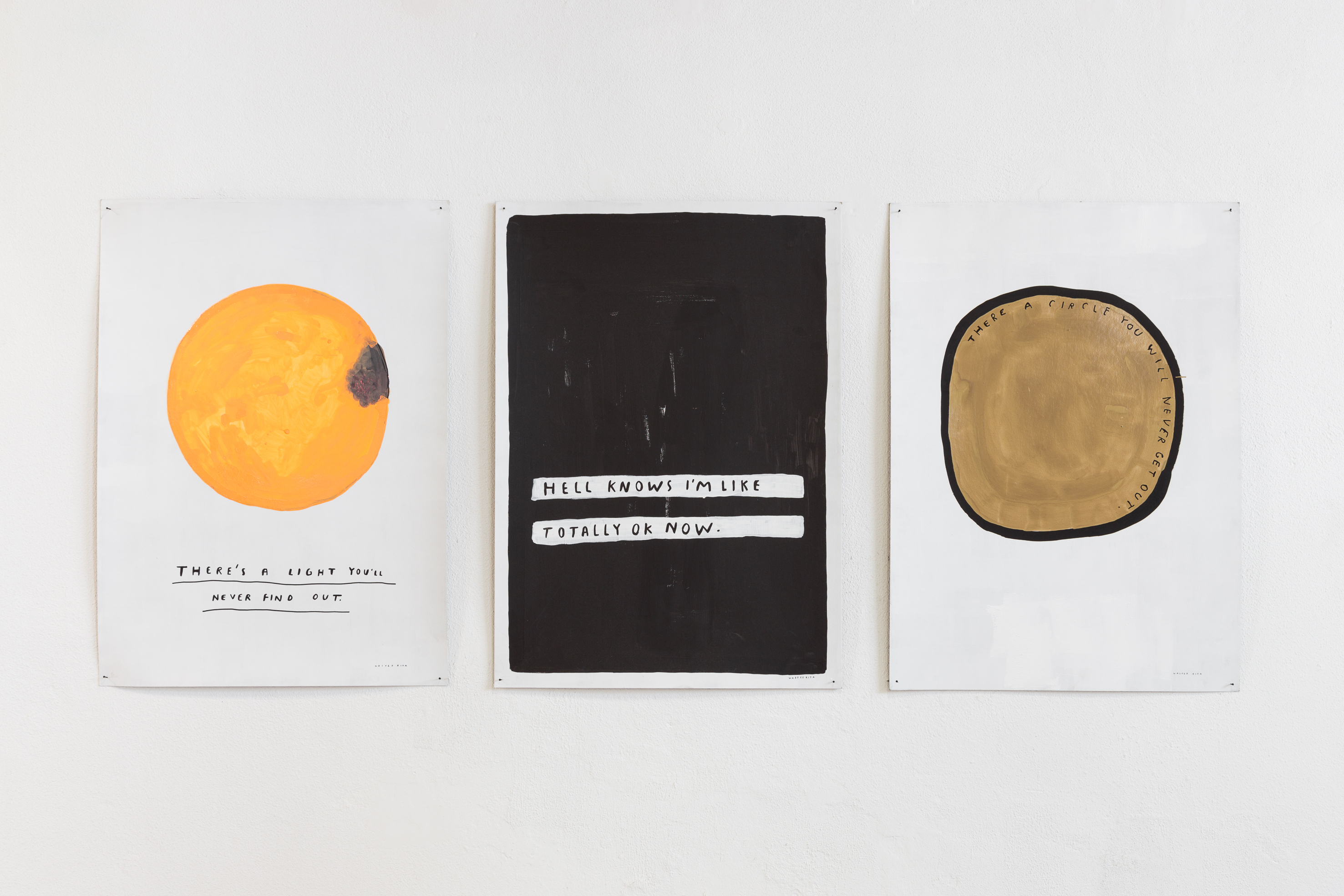 When I Grow Up I Wanna Be Like Morrissey, but Happier #1 —&nbsp;#3. 2015 Mixed media on pressed cardboard105 × 75 cm