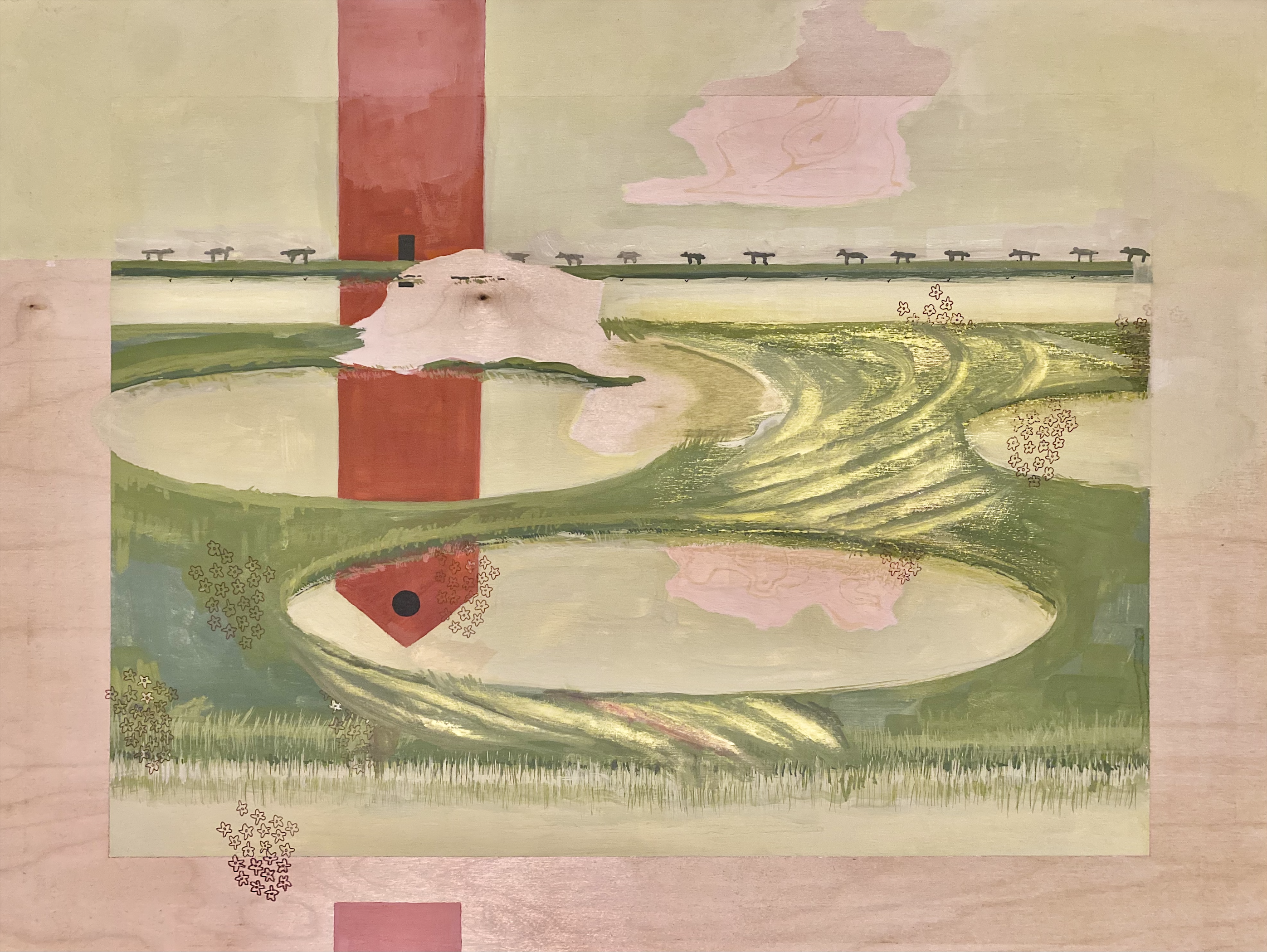 Irrigation (18"x24"), gouache on birch