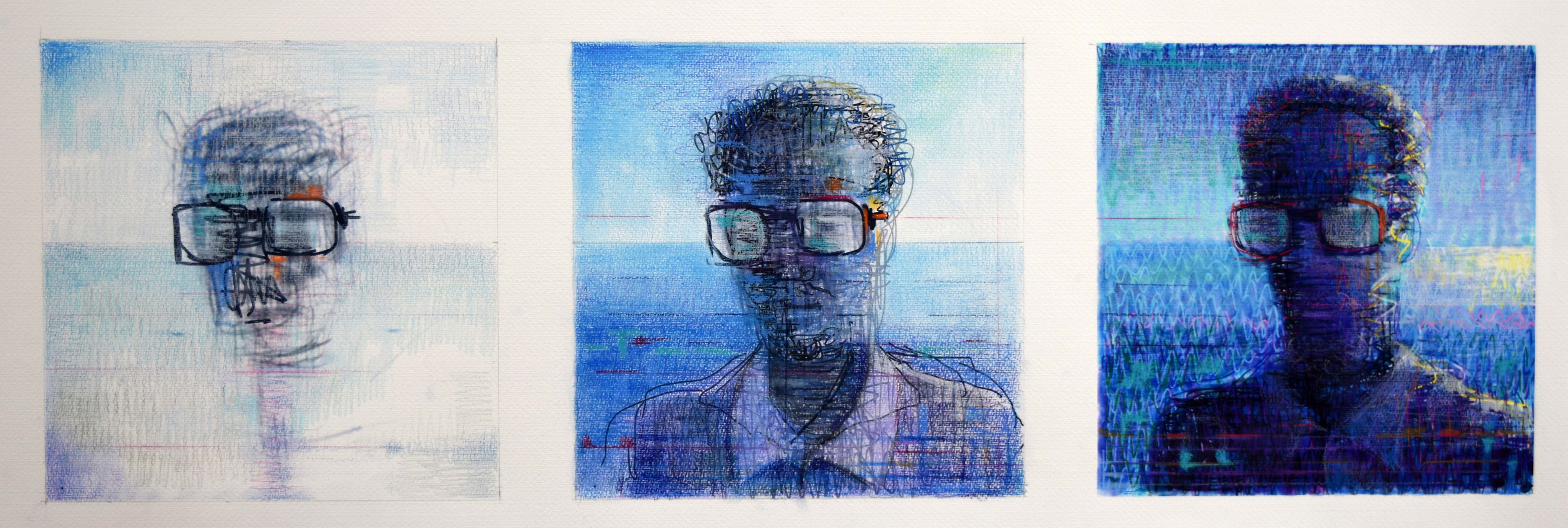 Autoritratto 	 	 -controluce,2013-15 tec.mista dig e pastello su carta a mano cm 40x110 (donazione Montecatini)