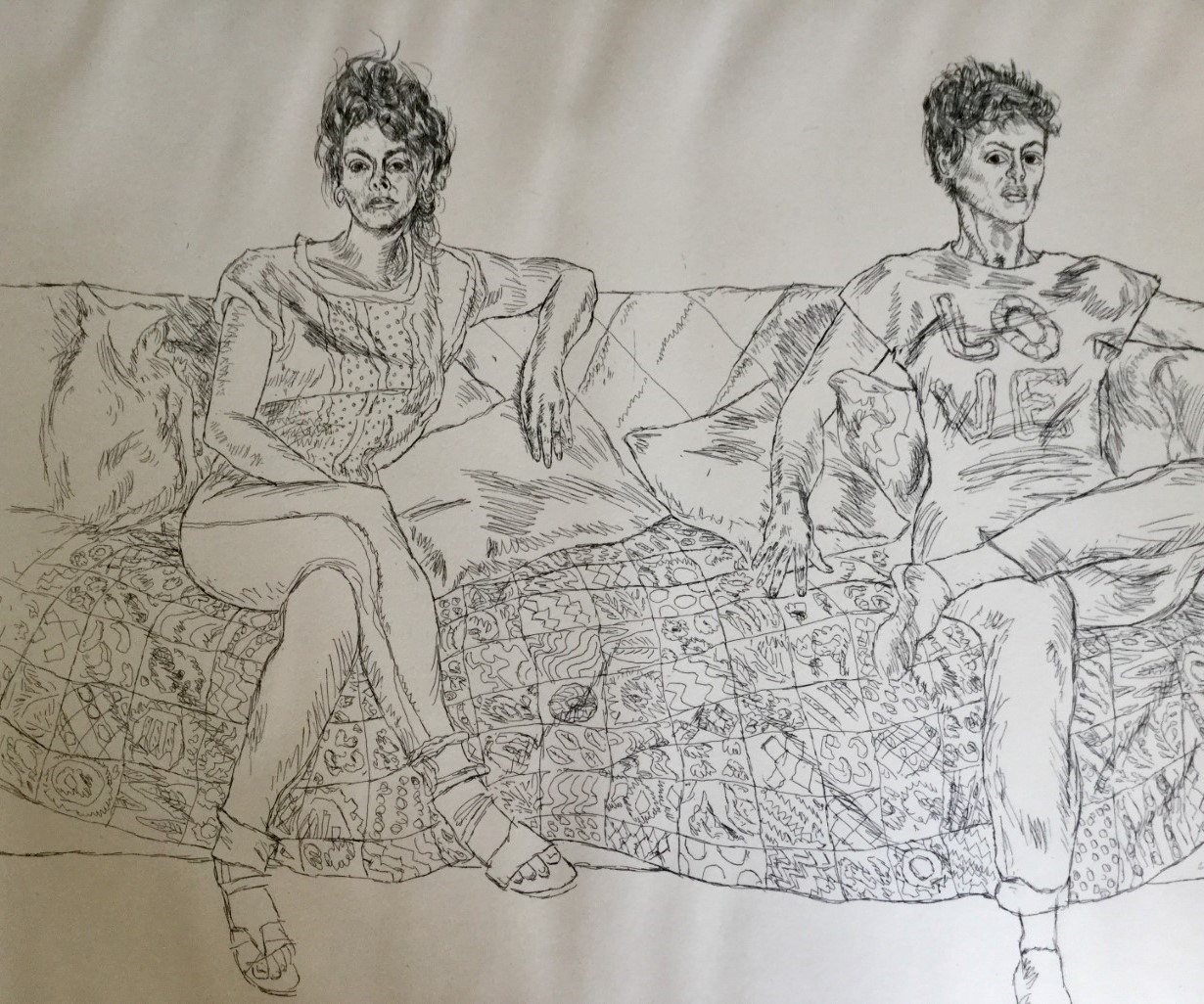 Maïa et Manon 2017 - eau forte 40x60 cm