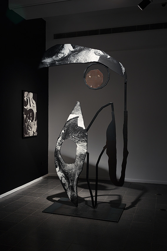 Tukan, 2015, iron, wood, silk screen, 287 x 150 x 60 cm