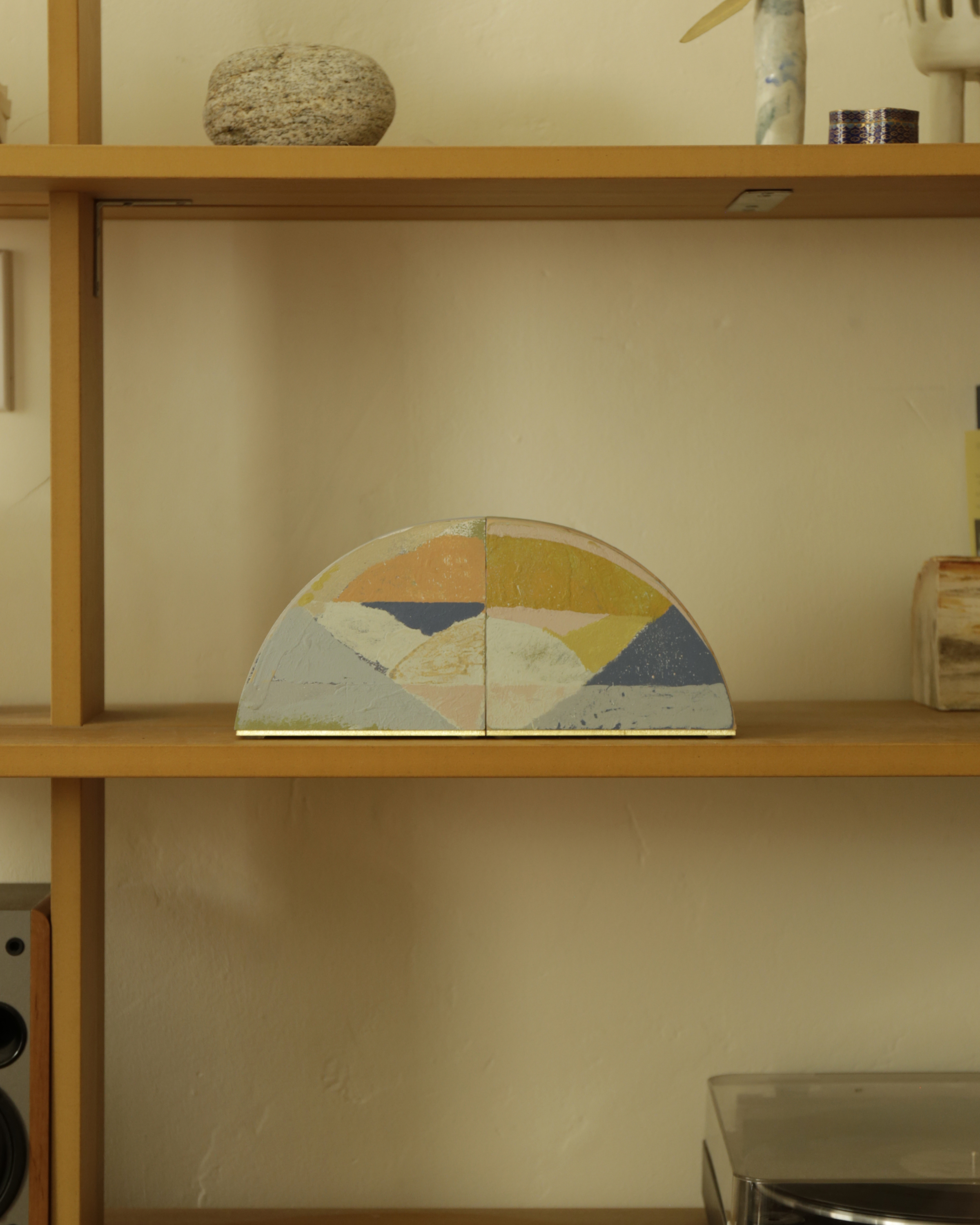 Bookends, house paint on wood with brass base, available through Salter House NY