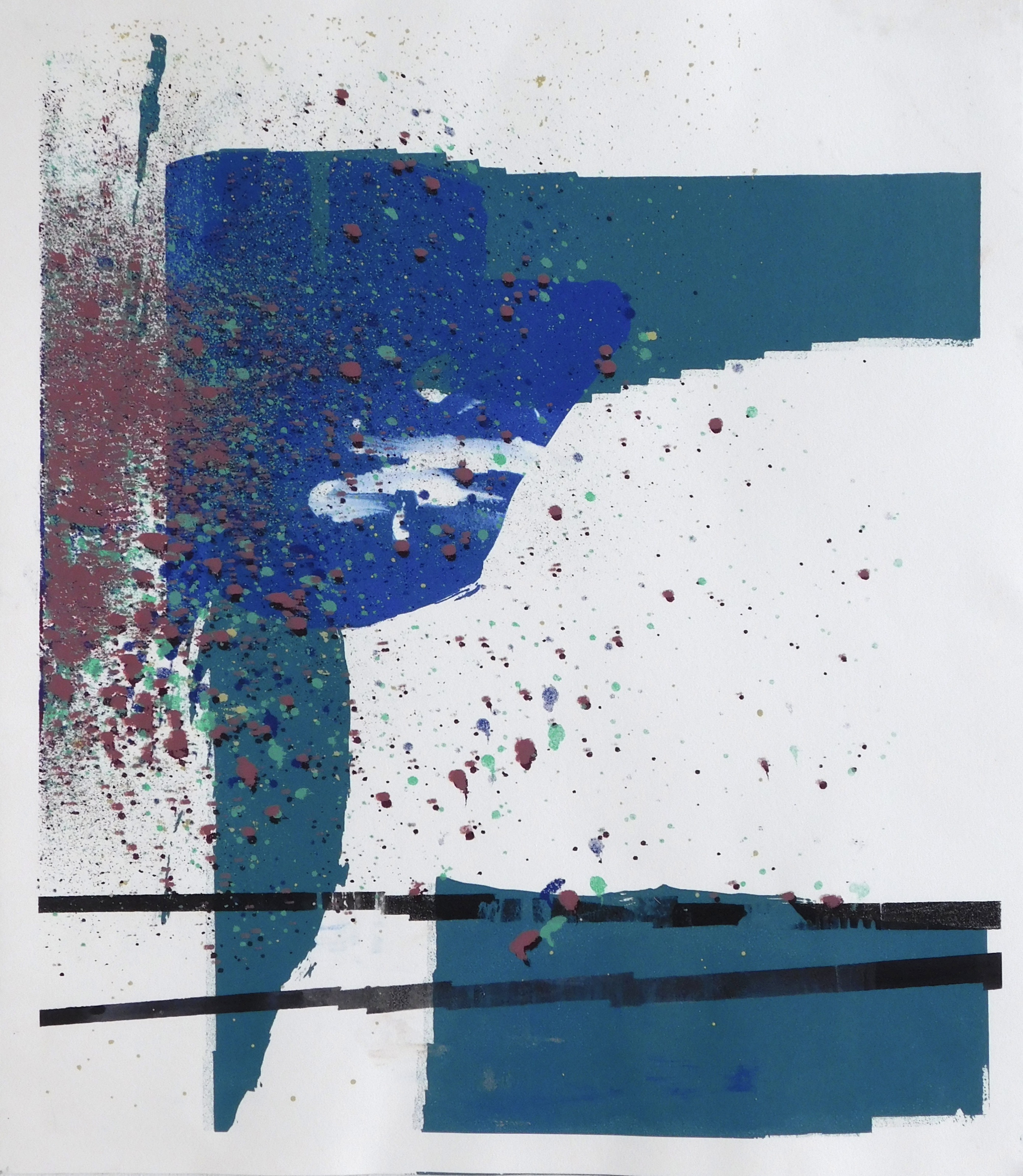 untitled (leftover shapes 1). screenprint and acrylic18"x18"