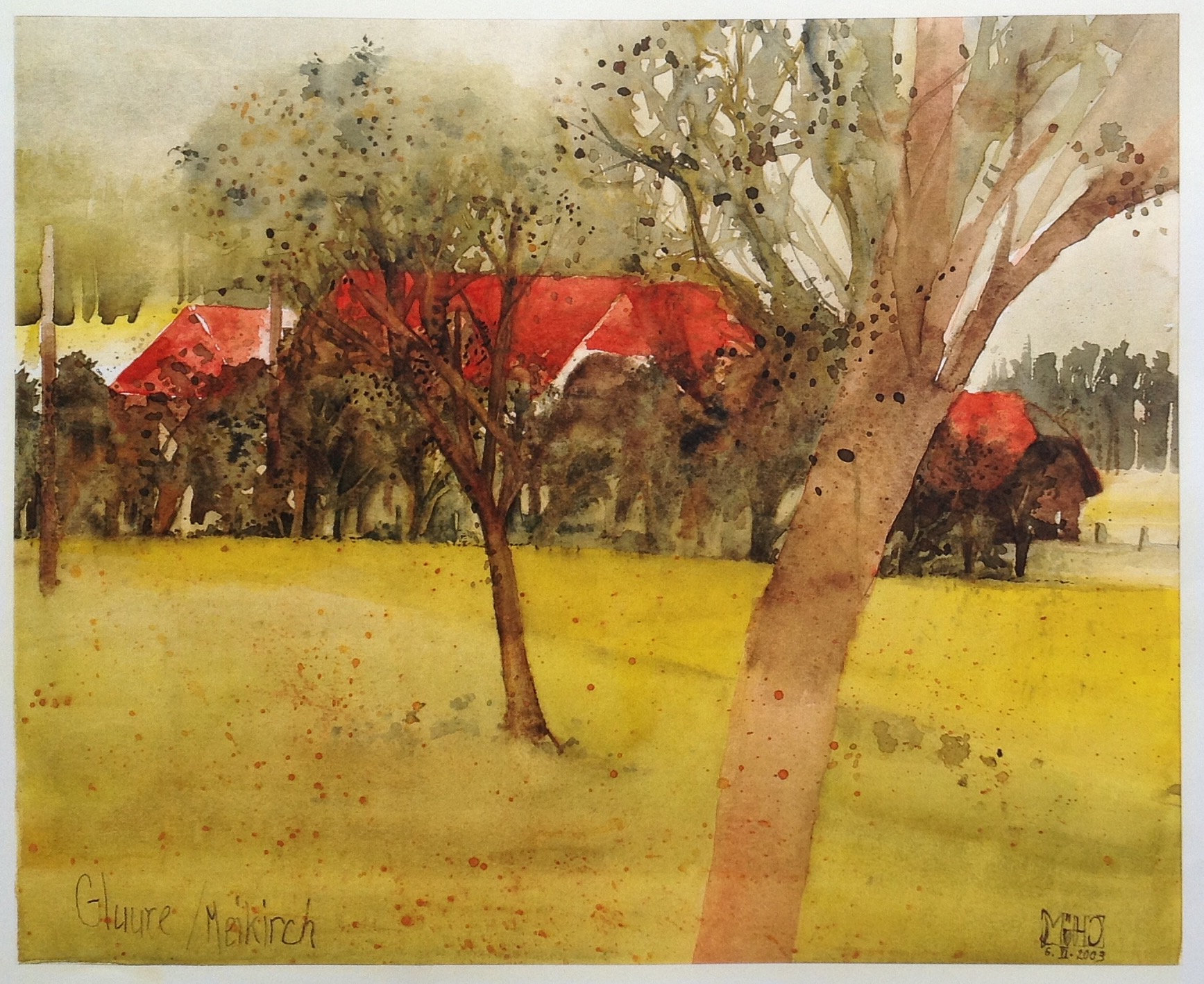 39–Gluure / Meikirch 30×34 cm Aquarell auf Papier 2003 sold