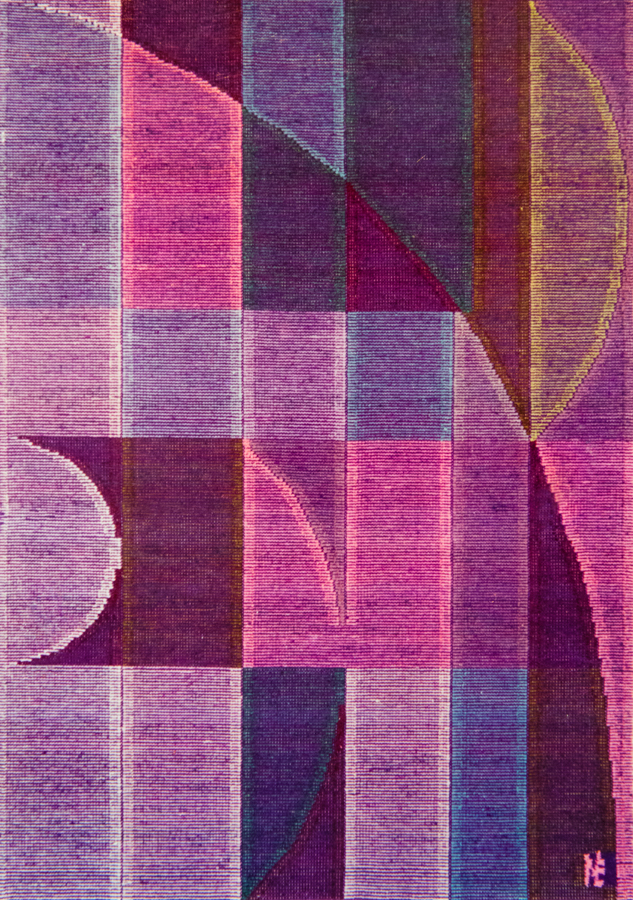 Handwoven wool rug. Serial production. 1990's