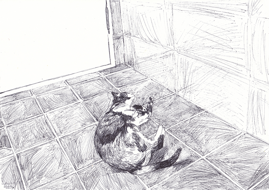 화장실을 좋아하는 바기라, 2020, pen on paper, 21*27.9(cm)