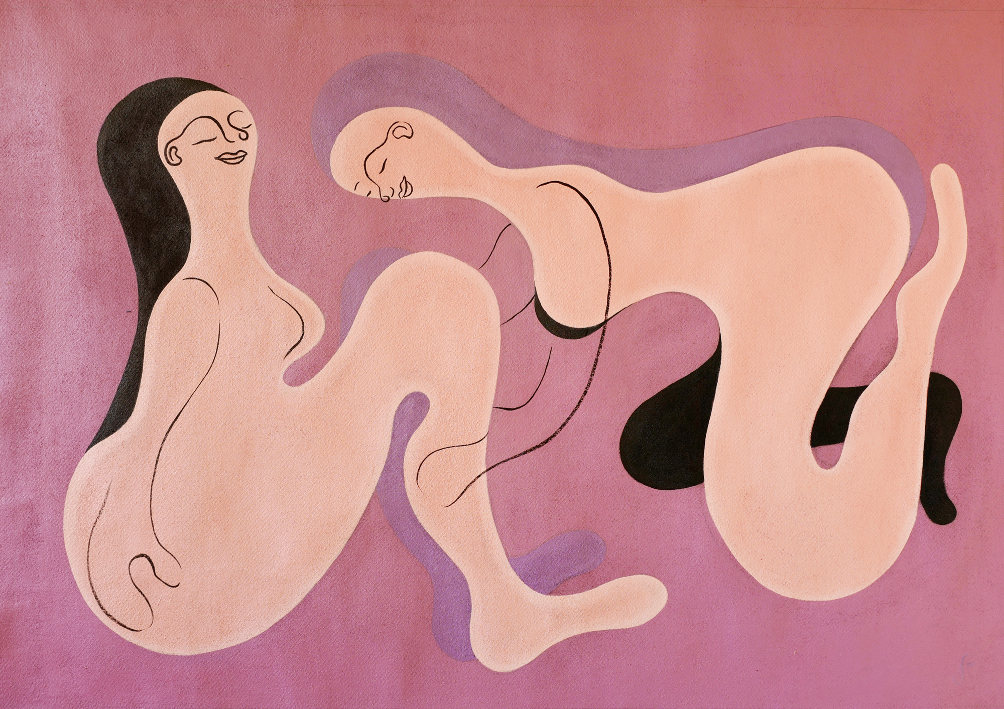 Une scène d'amour, 2017 Acrylic on wool100 x 140 cm