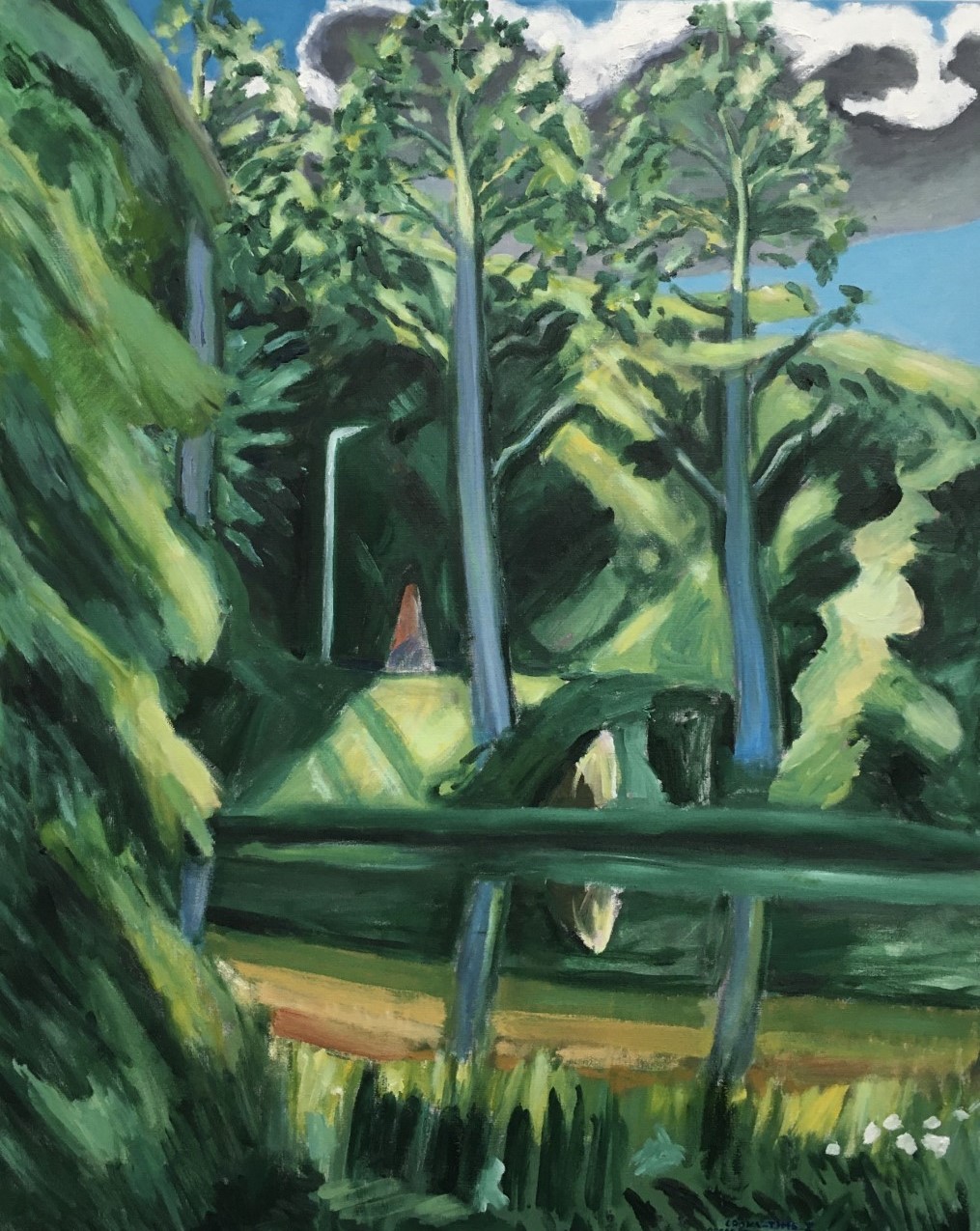 Corona Time I Uitzicht van balkon, namiddag 2021/2022 - oil 100x80 cm