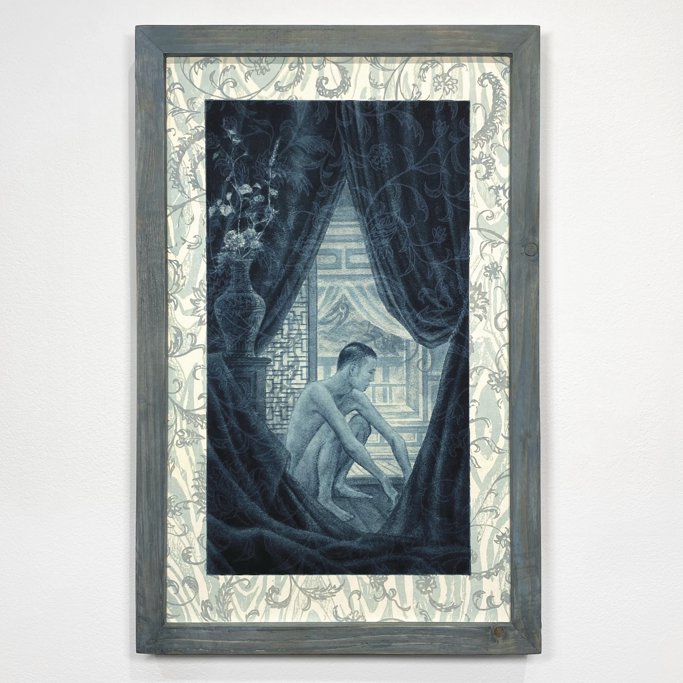 within the closing eye (lives relics of past lives) I, 2024, 17&rdquo; x 10.5&rdquo;, photopolymer etching and silkscreen on paper