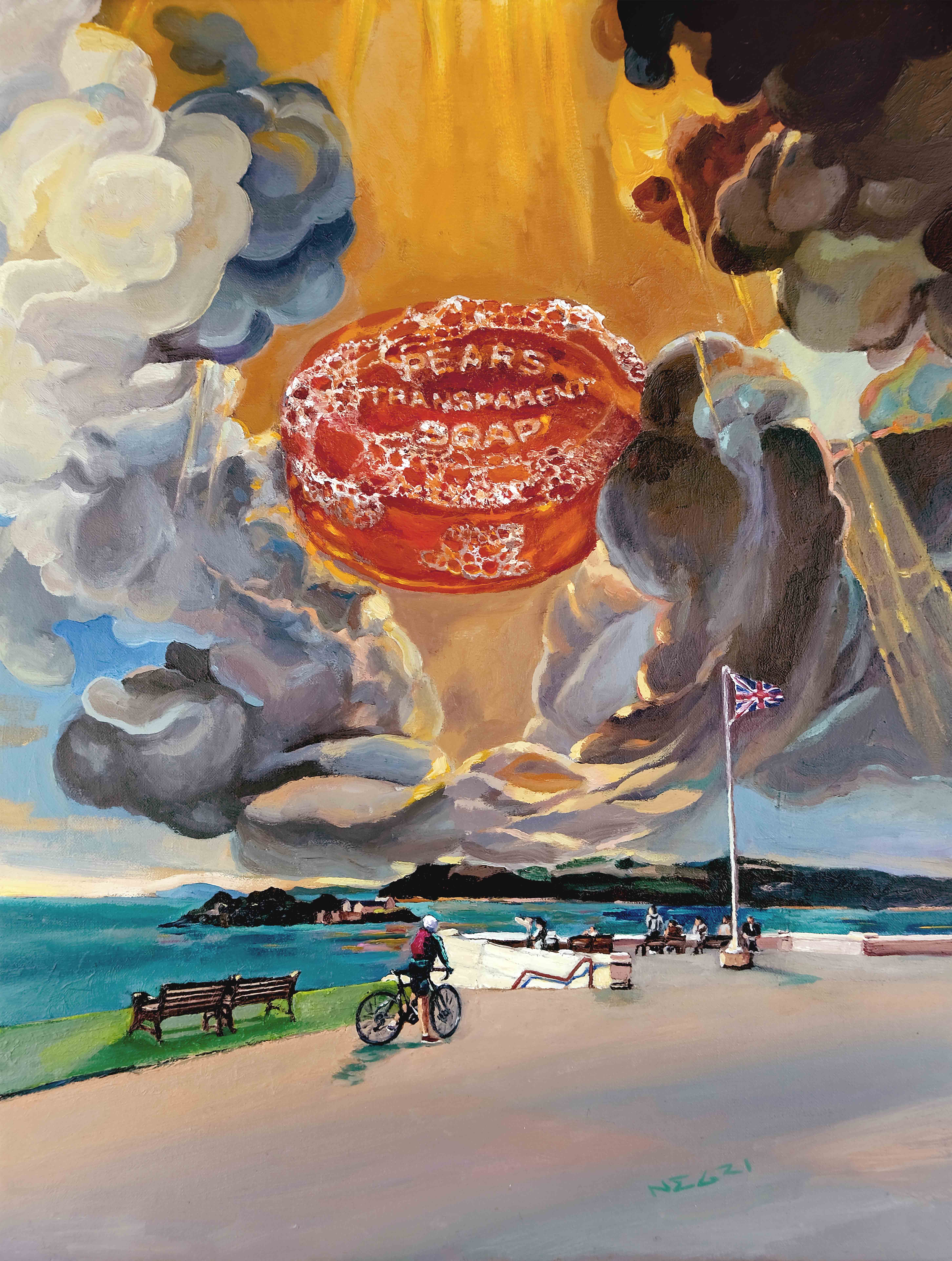 'The Ascension of Pears soap in Plymouth' - Oil on canvas 30x40cm