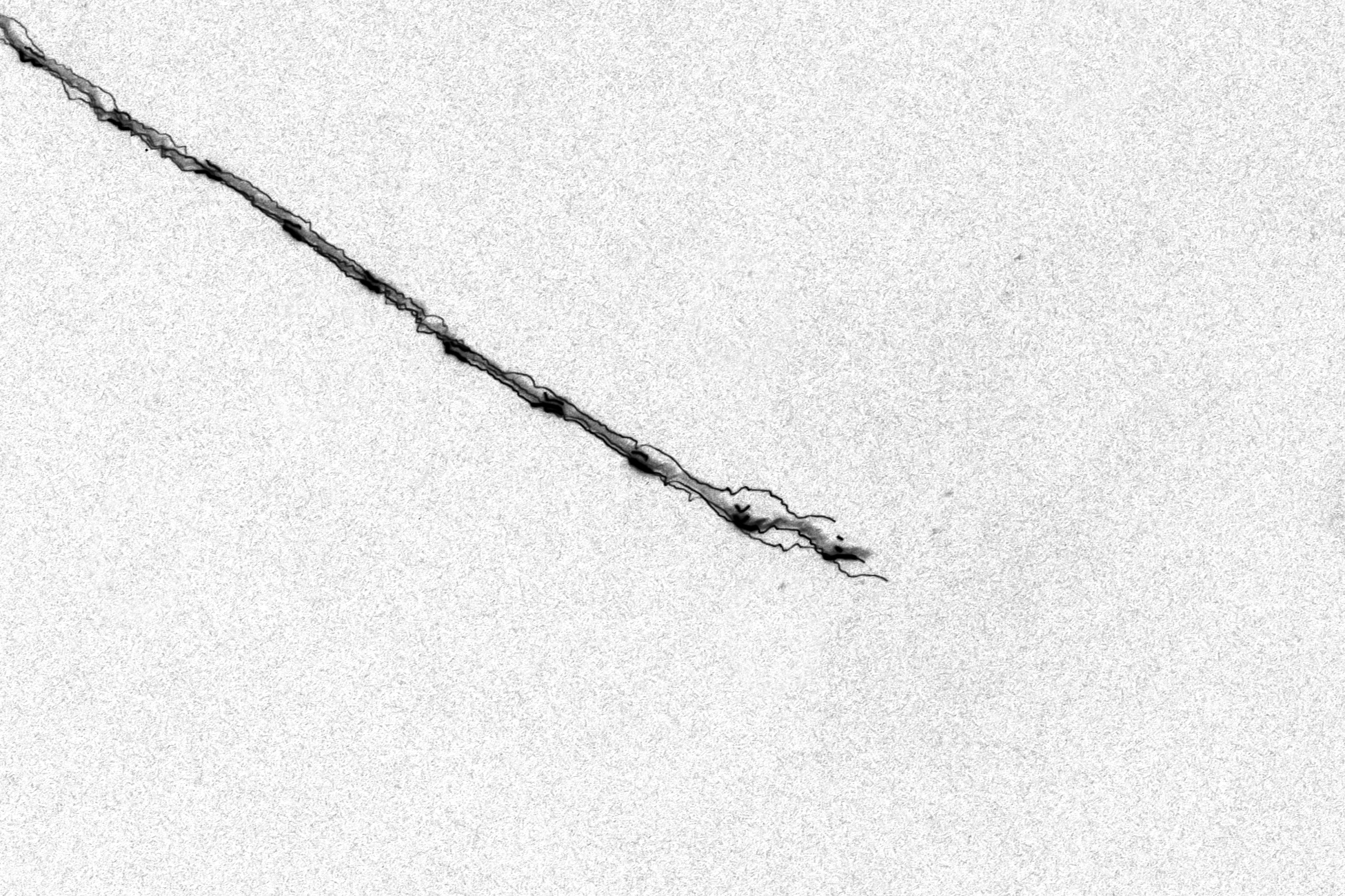 ¿Un rayo? ¿Un camino de hormigas? ¿Una grieta? ¿Una vena? ¿Es el mal abriéndose paso? Ninguna es correcta y todas lo son a la vez. No voy a responder qué es porque no tiene sentido, es algo, no es un montaje fotográfico, es algo puro, original, una fotografía en crudo, pero lo que es o significa es decisión tuya o de quien quiera dejar correr un poco la imaginación.