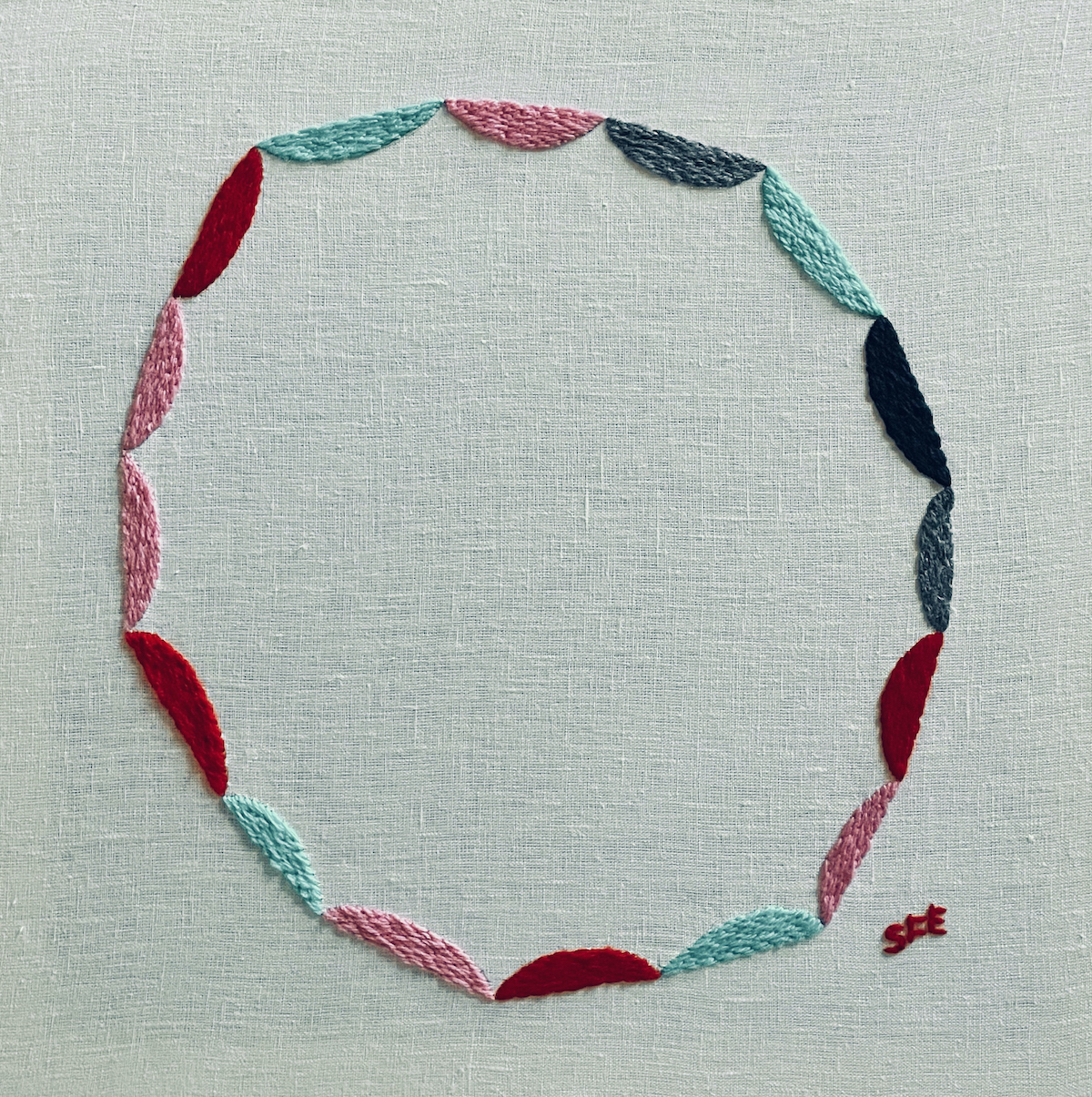 The way out is within, 2022, Hand embroidery on linen, 41 x 41 cm