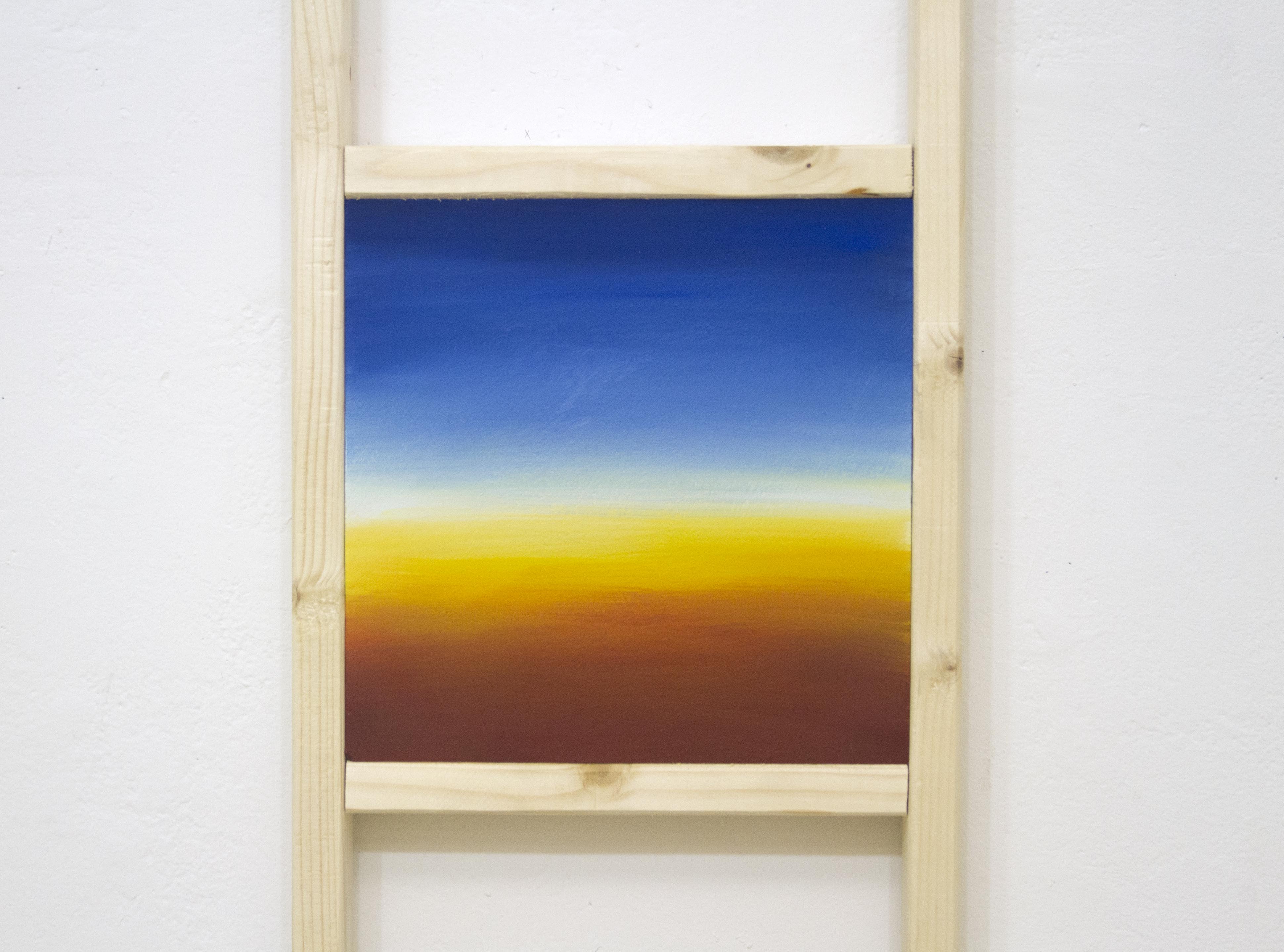 Detail of You Can't Get There From Here, 2018, 48"x40"x2". Wood, screws, oil on panel