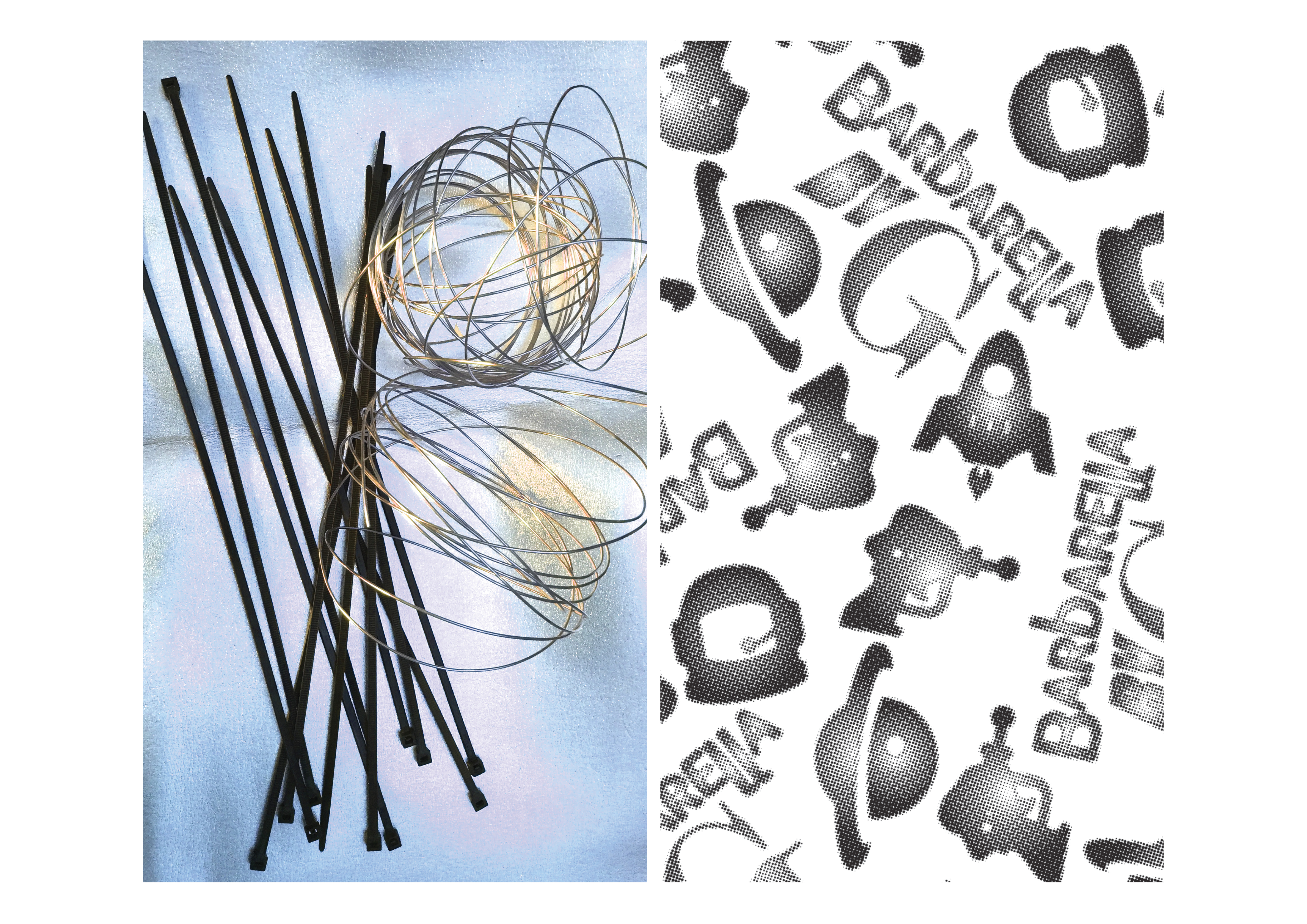 The material: home supplies such as wire and bridles + The insock print