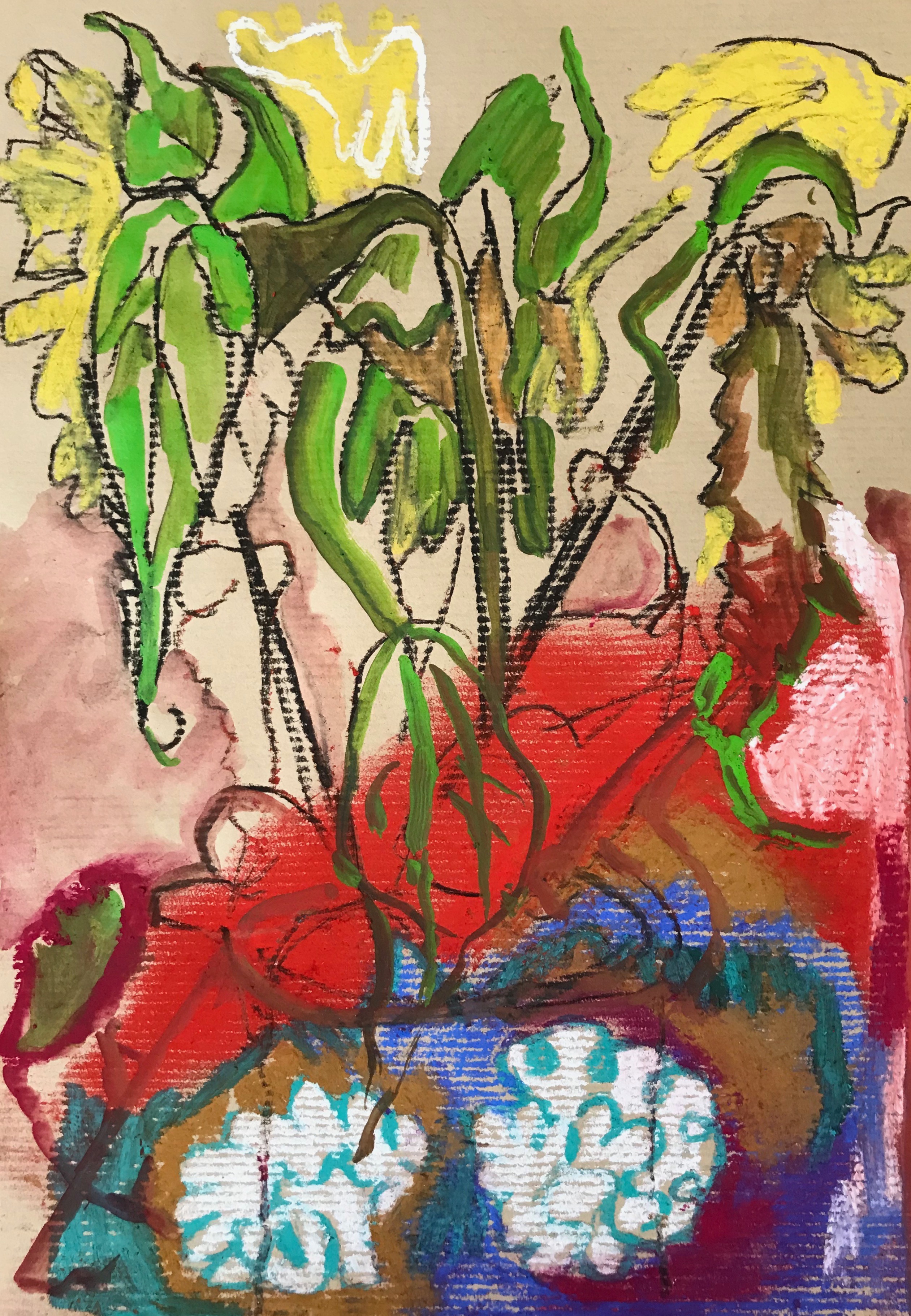 Sunflowers, 2020Pastel, charcoal, and acrylic on paper11 3/4 x 8 1/4 in.29.7 x 21 cm